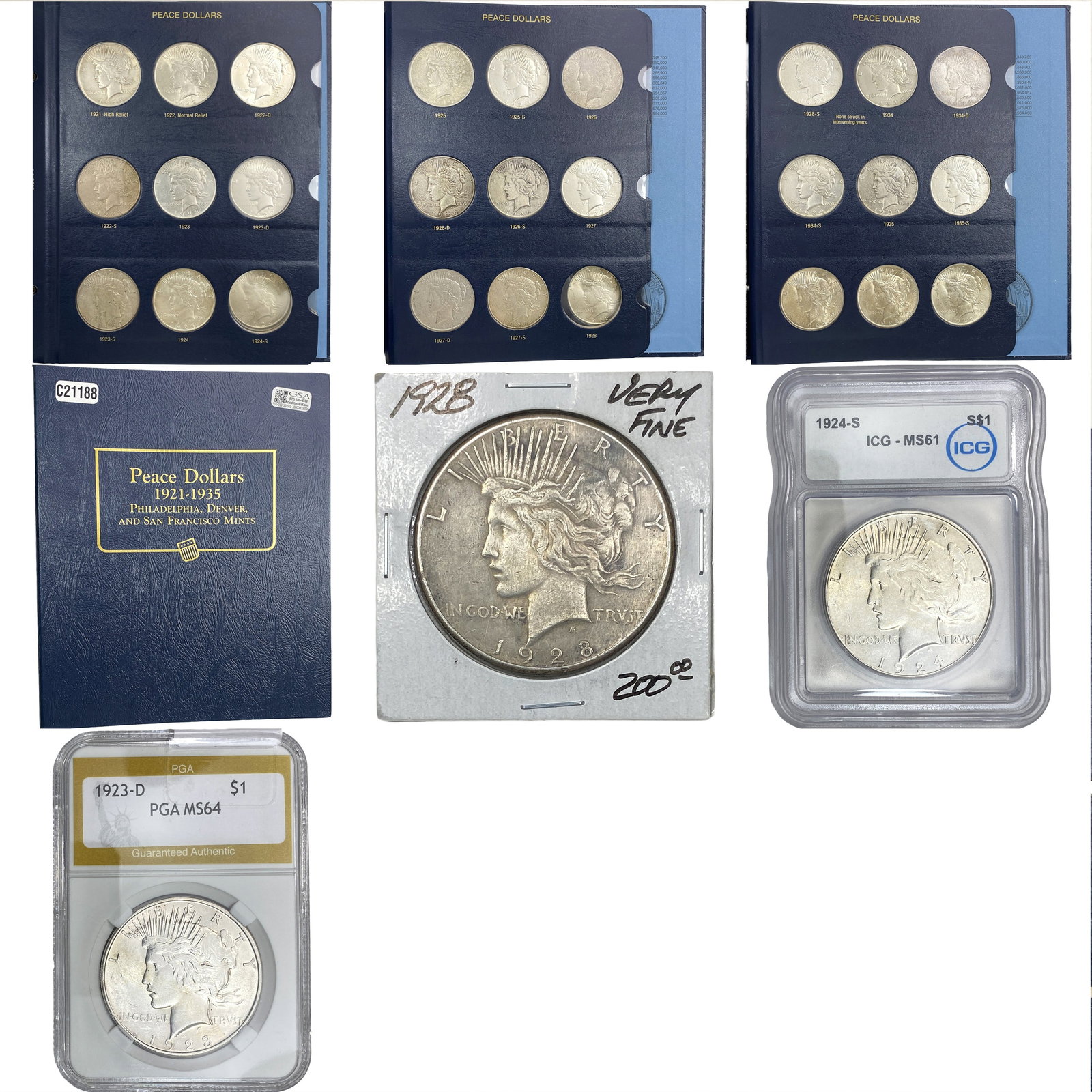 [27 Coins] 1921-1935 Peace $1 Album: [27 Coins] 1921-1935 Peace $1 Album