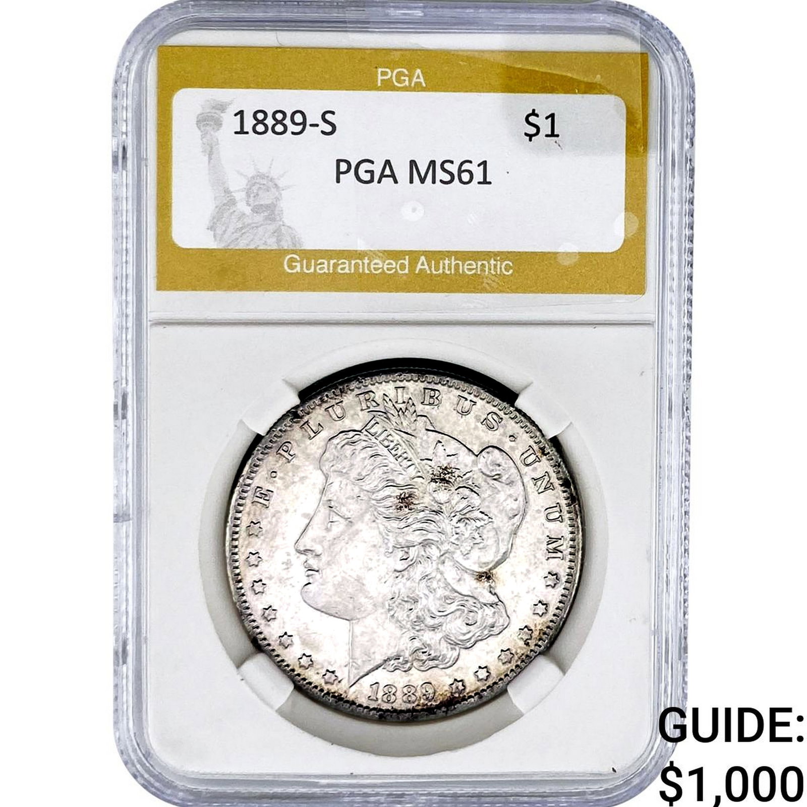 1889-S Morgan Silver Dollar PGA MS61: 1889-S Morgan Silver Dollar PGA MS61