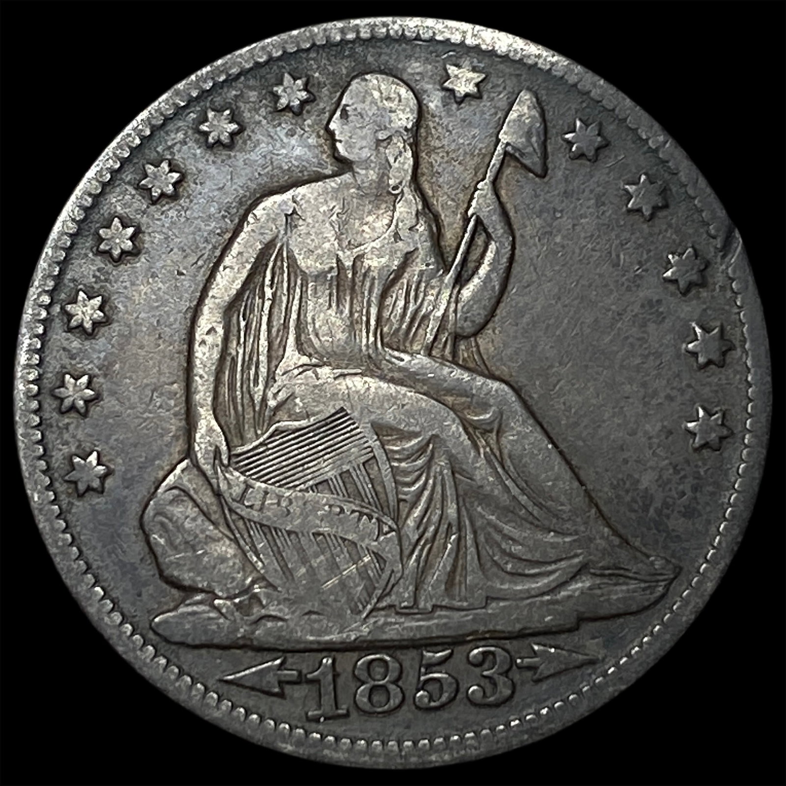 1853-O Arrows/Rays Seated Liberty Half Dollar NEARLY UNCIRCULATED: 1853-O Arrows/Rays Seated Liberty Half Dollar NEARLY UNCIRCULATED