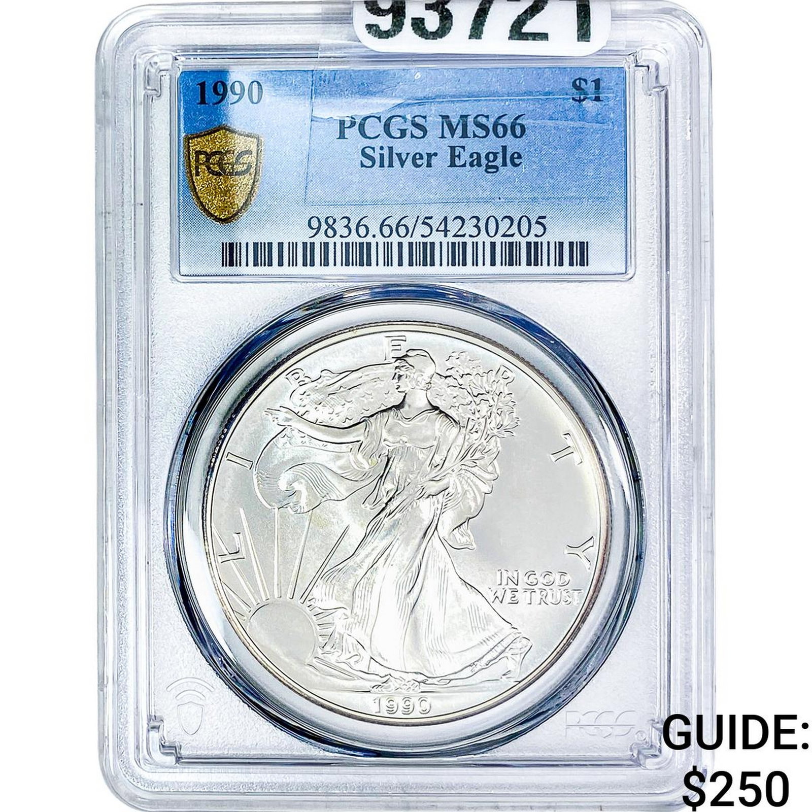 1990 Silver Eagle PCGS MS66: 1990 Silver Eagle PCGS MS66