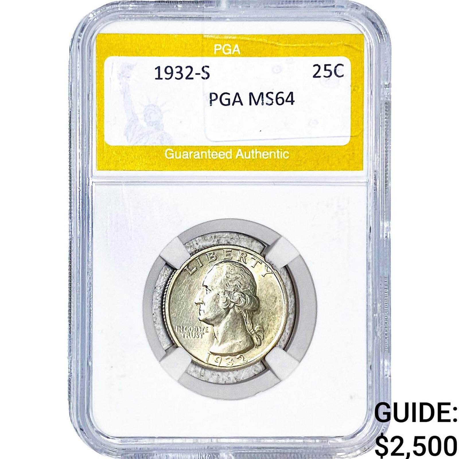 1932-S Washington Silver Quarter PGA MS64: 1932-S Washington Silver Quarter PGA MS64