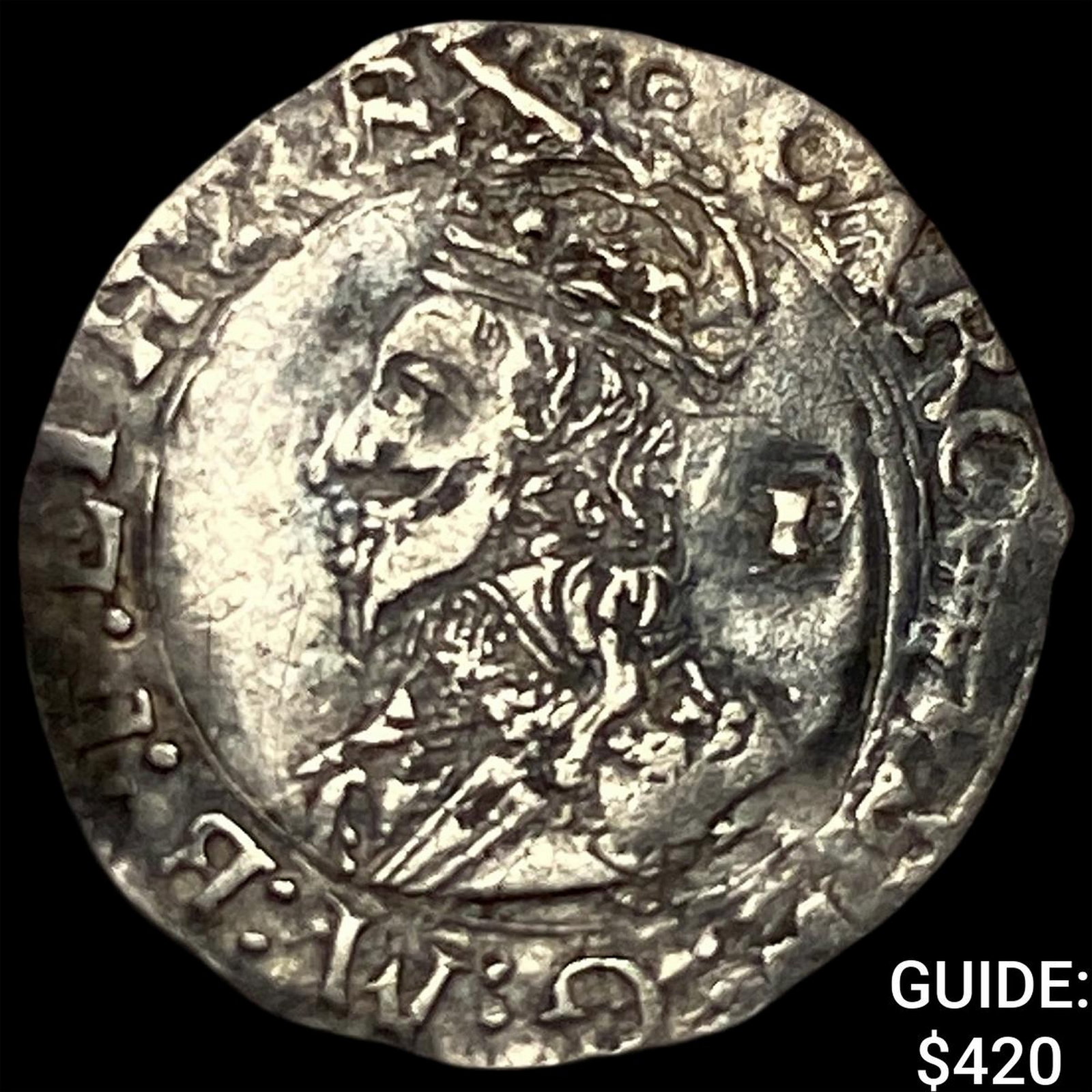 1625-42 England Charles I Silver Hammered Penny (1 of 2)