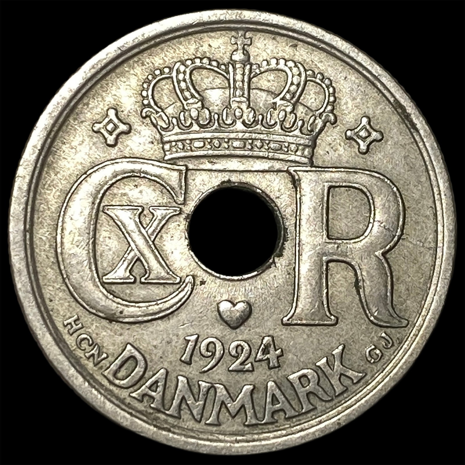 1924 Denmark Copper Nickel 25 Ore: 1924 Denmark Copper Nickel 25 Ore