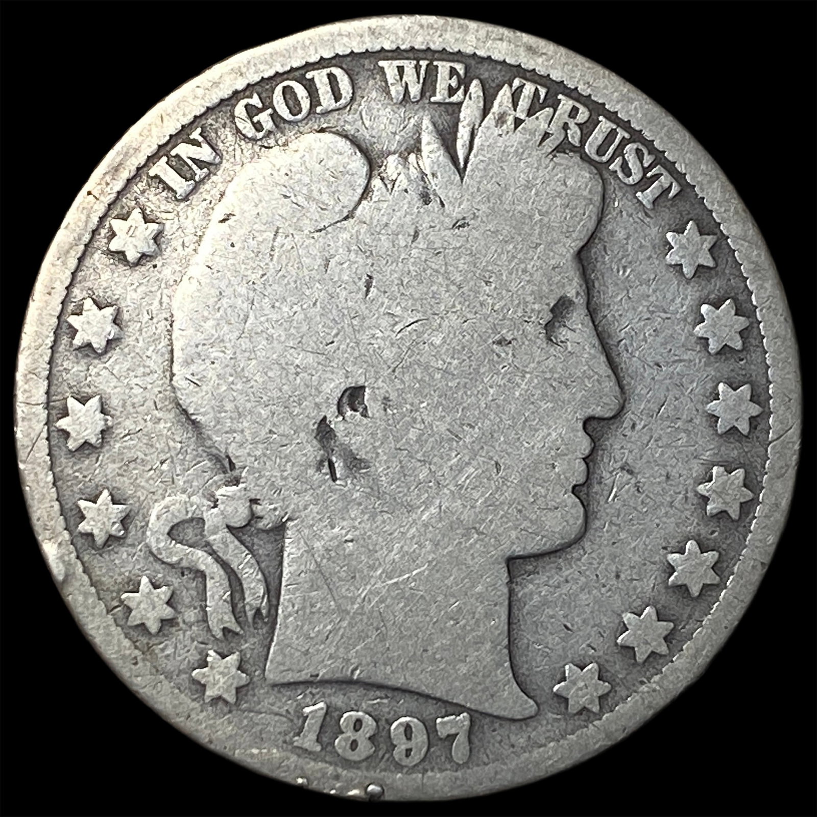1897-O Silver Barber Half Dollar NICELY CIRCULATED: 1897-O Silver Barber Half Dollar NICELY CIRCULATED