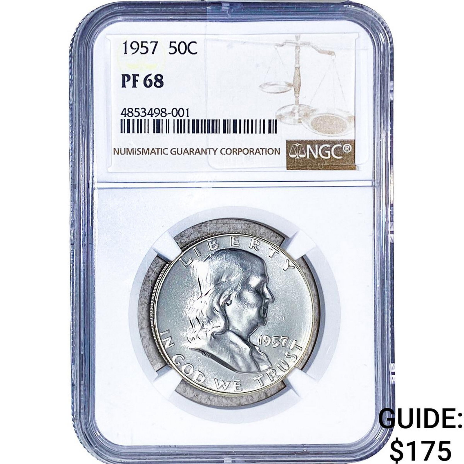 1957 Franklin Half Dollar NGC PF68: 1957 Franklin Half Dollar NGC PF68