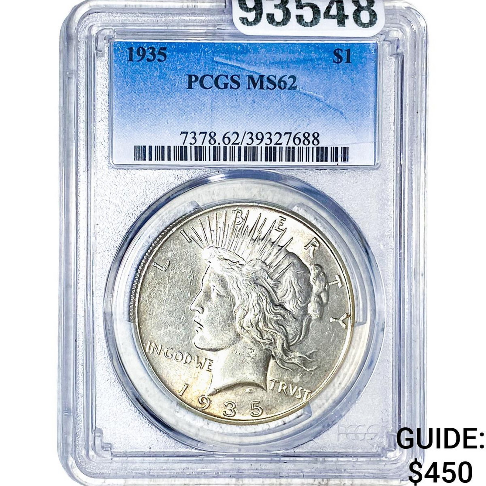 1935 Silver Peace Dollar PCGS MS62: 1935 Silver Peace Dollar PCGS MS62