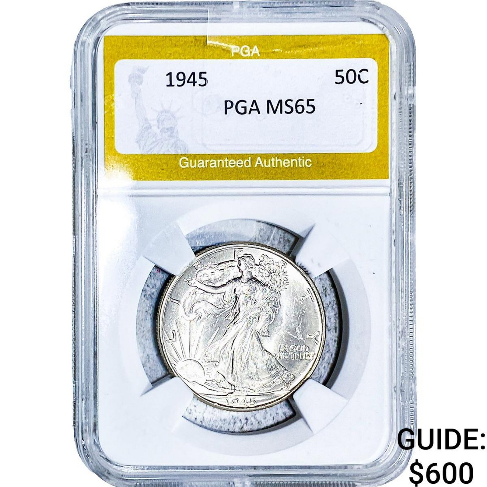 1945 Walking Liberty Half Dollar PGA MS65: 1945 Walking Liberty Half Dollar PGA MS65