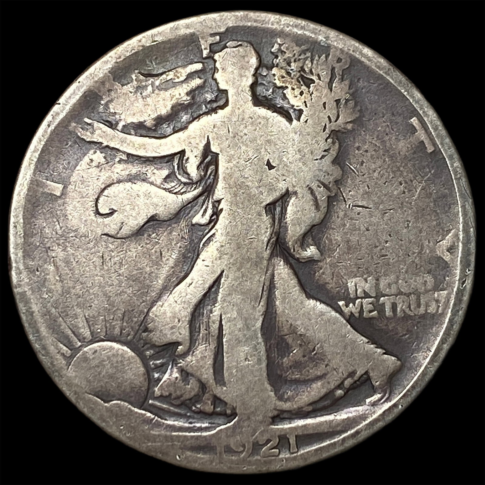 1921-S Silver Walking Liberty Half Dollar NICELY CIRCULATED: 1921-S Silver Walking Liberty Half Dollar NICELY CIRCULATED