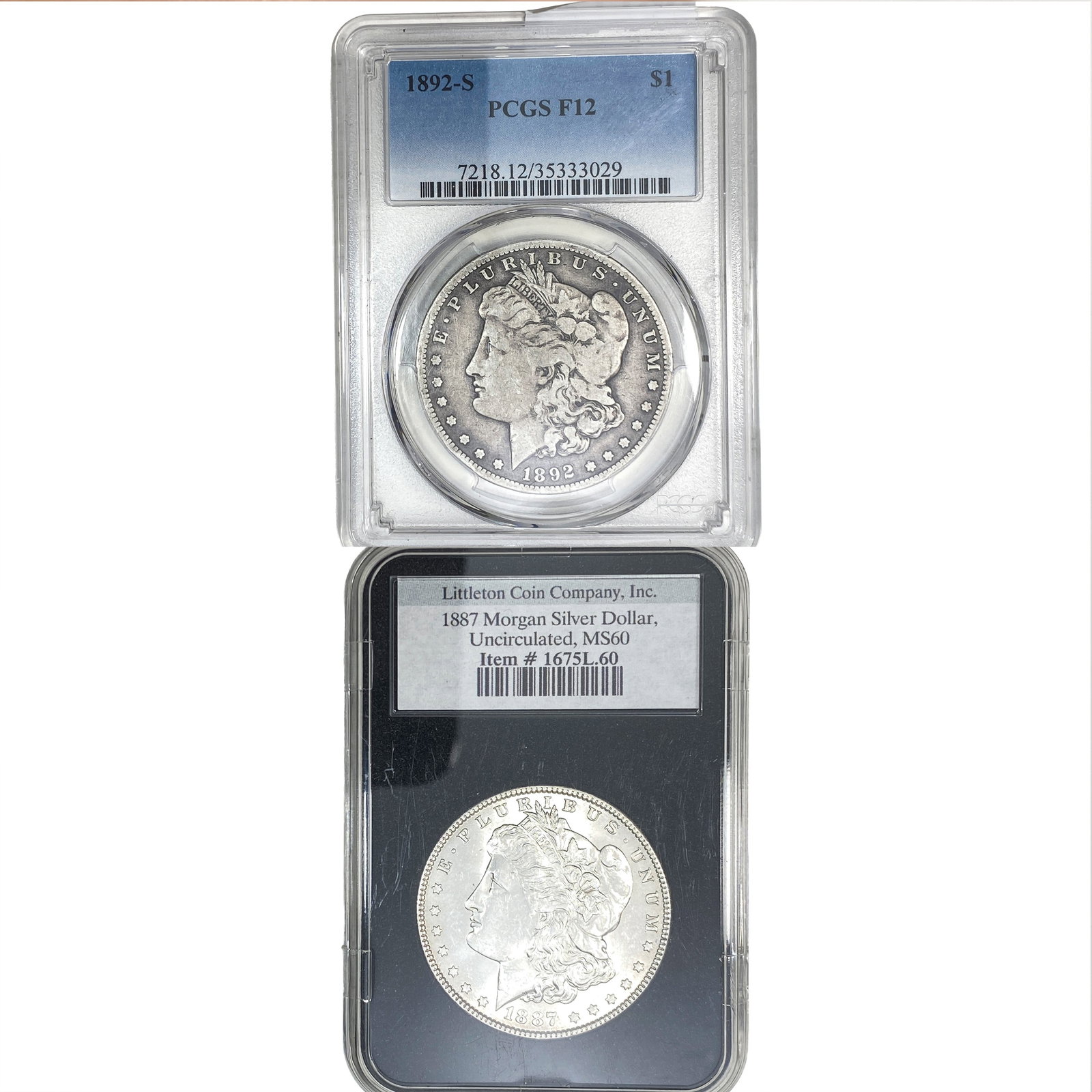 [2 Coins] 1887-1892 Morgan Silver Dollar: [2 Coins] 1887-1892 Morgan Silver Dollar