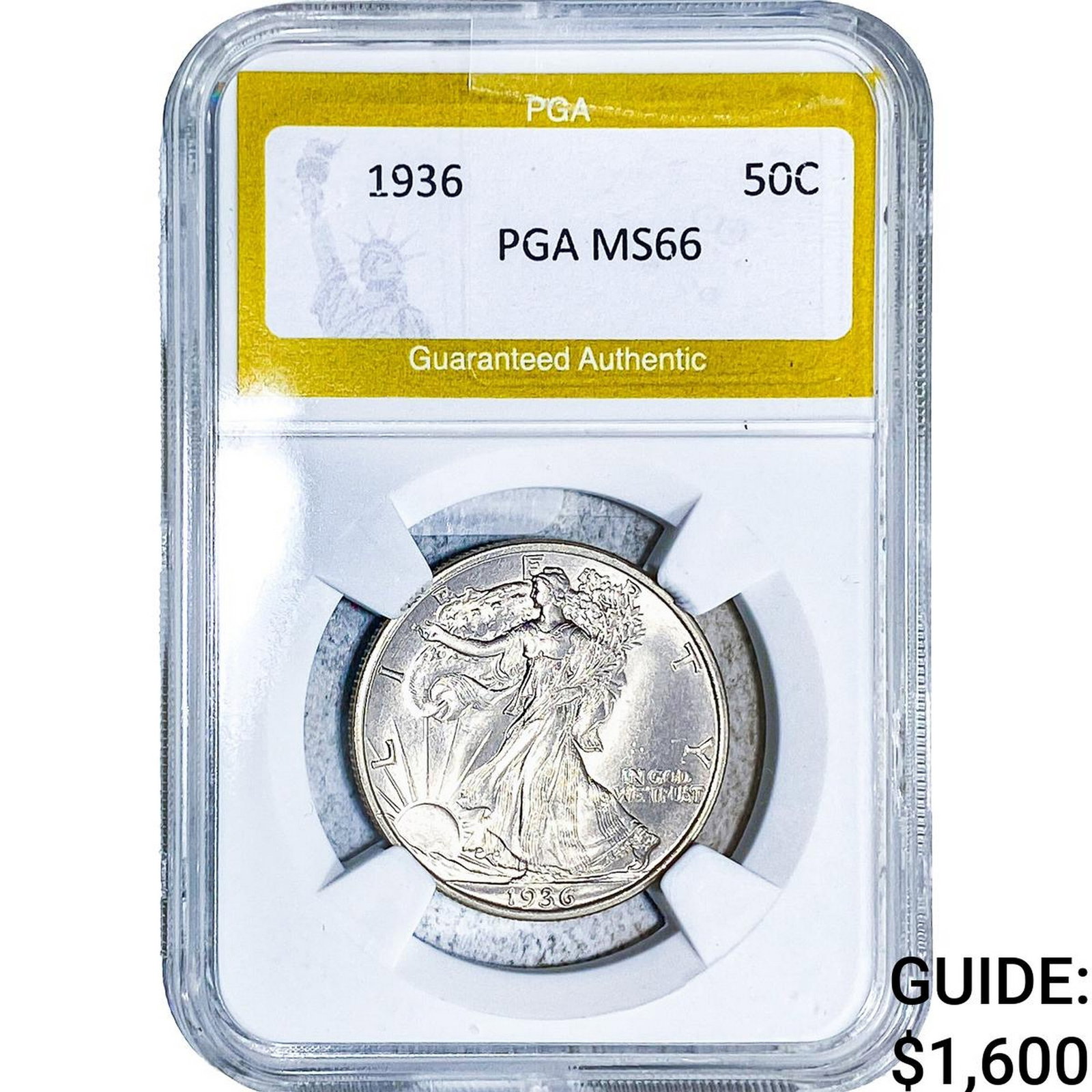 1936 Walking Liberty Half Dollar PGA MS66: 1936 Walking Liberty Half Dollar PGA MS66