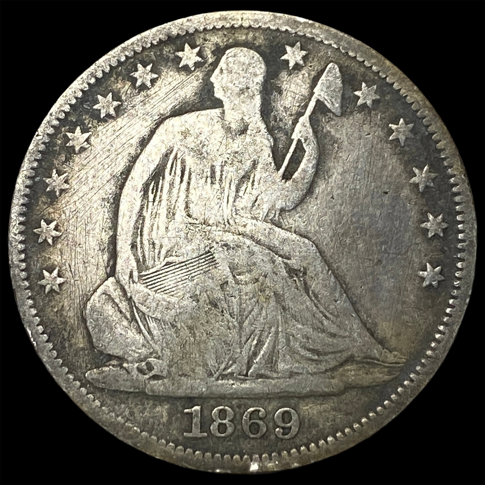 1869-S Silver Seated Liberty Half Dollar NICELY CIRCULATED (1 of 2)