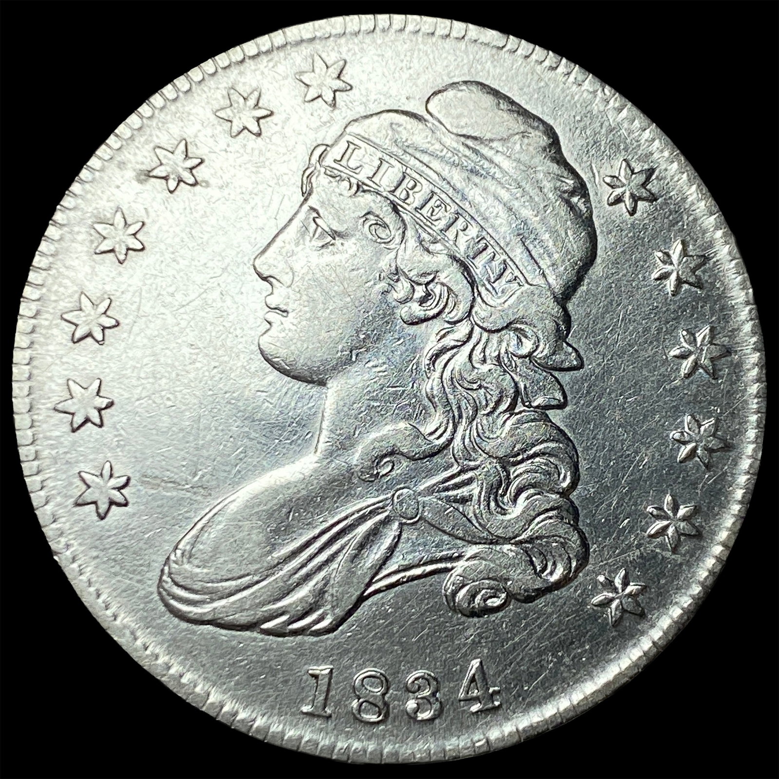 1834 Capped Bust Half Dollar CLOSELY UNCIRCULATED: 1834 Capped Bust Half Dollar CLOSELY UNCIRCULATED