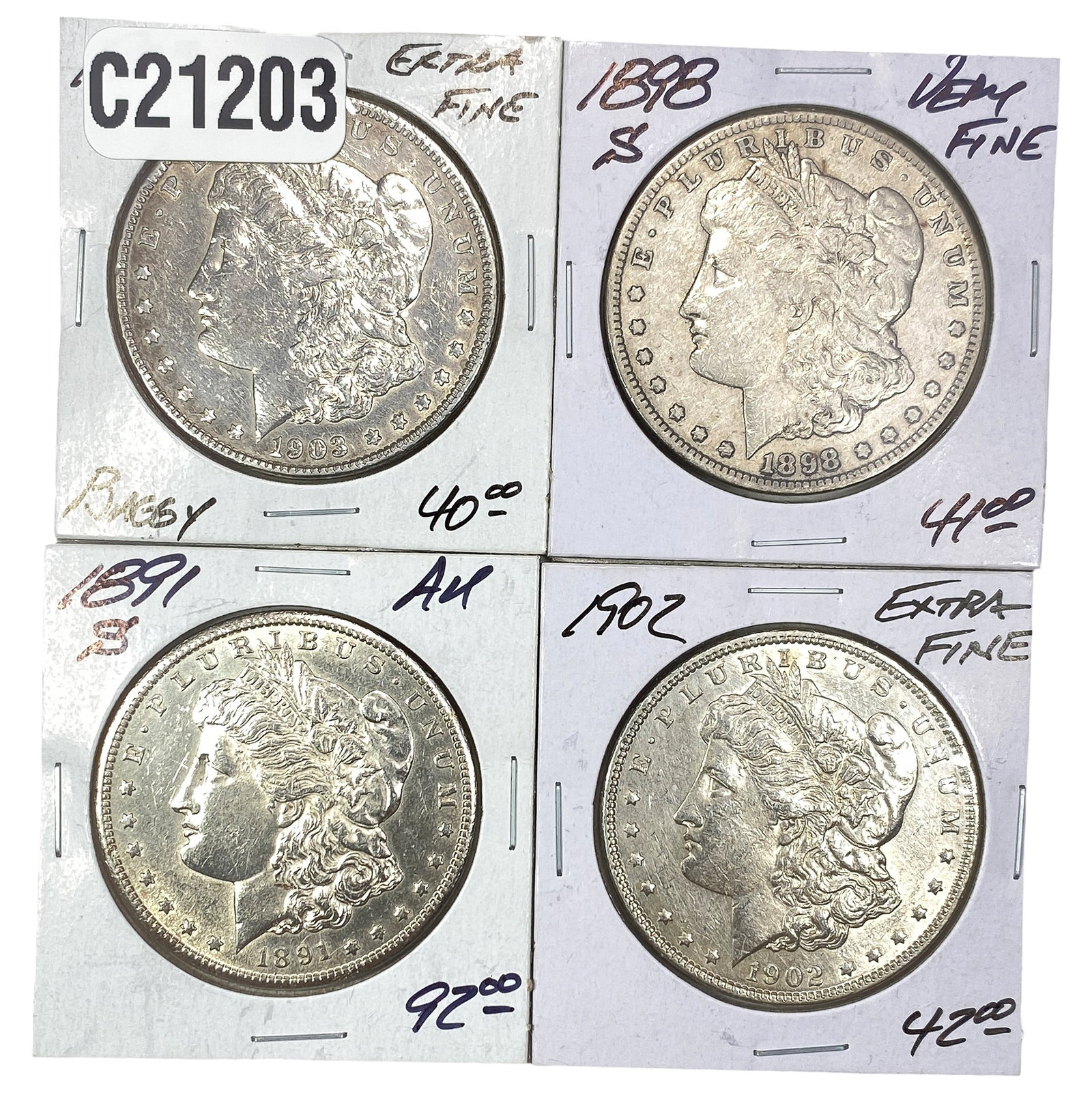 [4 Coins] 1891-1903 Morgan Silver Dollar: [4 Coins] 1891-1903 Morgan Silver Dollar