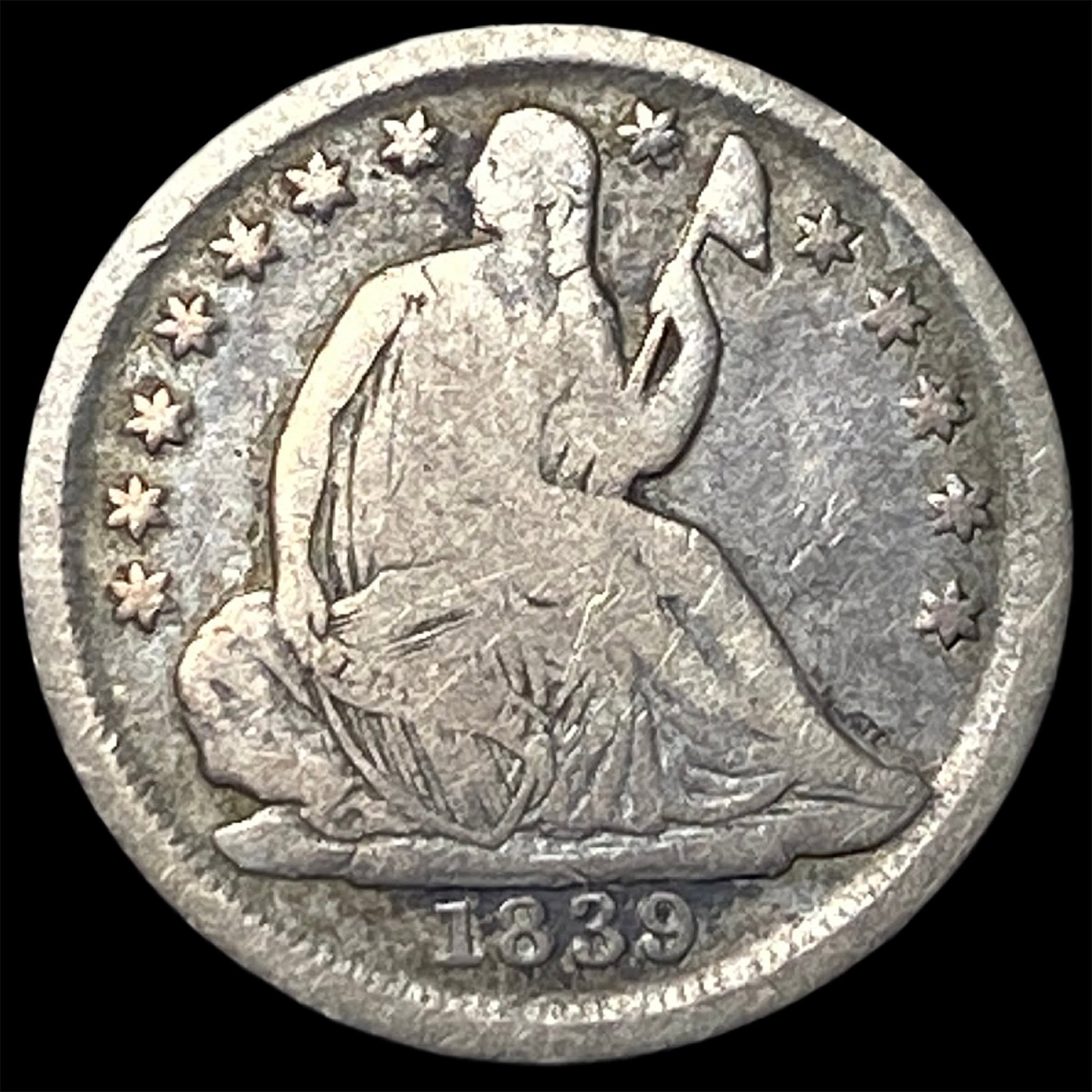 1839-O Silver Seated Liberty Half Dime NICELY CIRCULATED: 1839-O Silver Seated Liberty Half Dime NICELY CIRCULATED