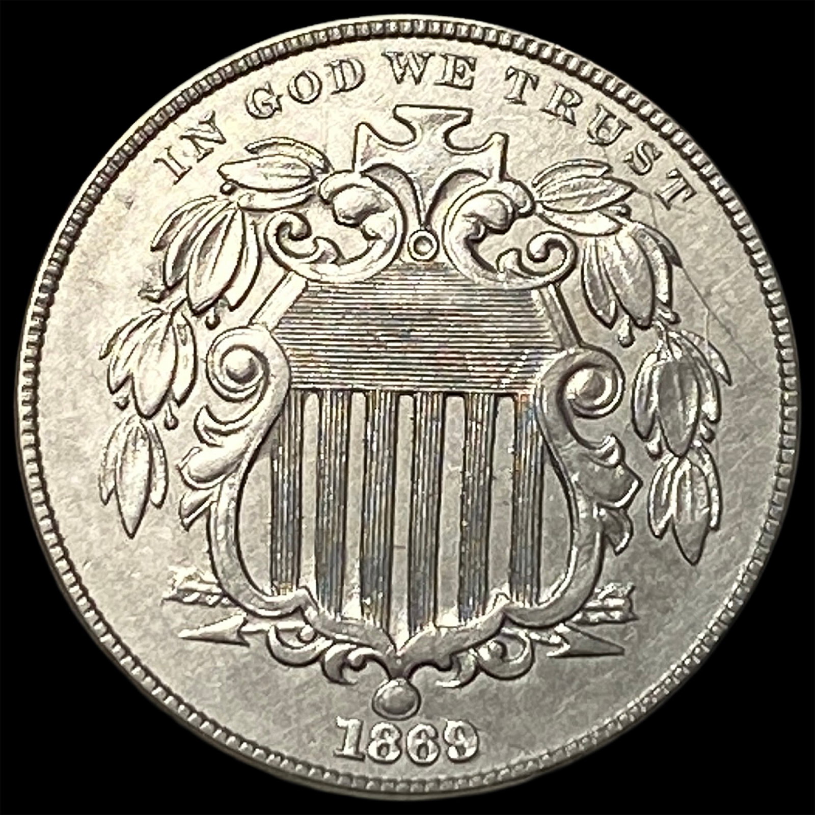 1869 Shield Nickel CHOICE AU: 1869 Shield Nickel CHOICE AU