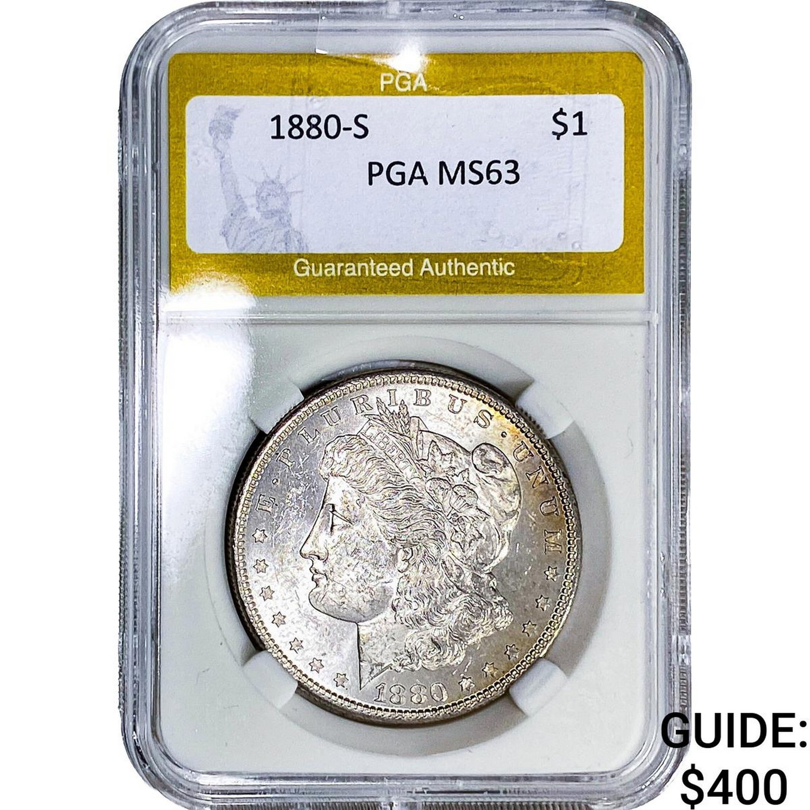 1880-S Morgan Silver Dollar PGA MS63: 1880-S Morgan Silver Dollar PGA MS63