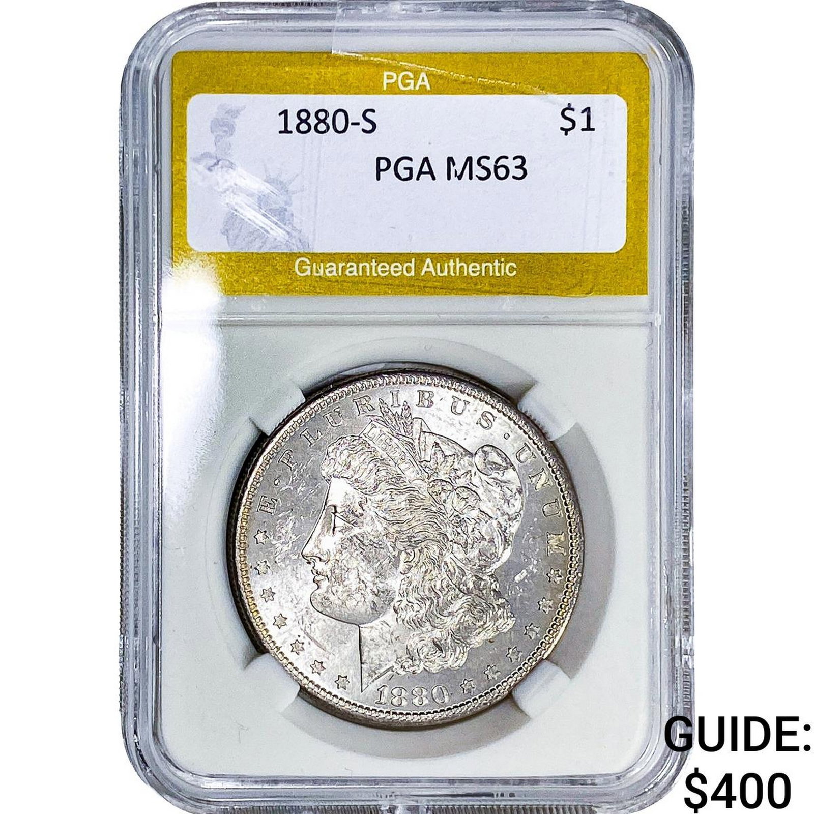 1880-S Morgan Silver Dollar PGA MS63: 1880-S Morgan Silver Dollar PGA MS63