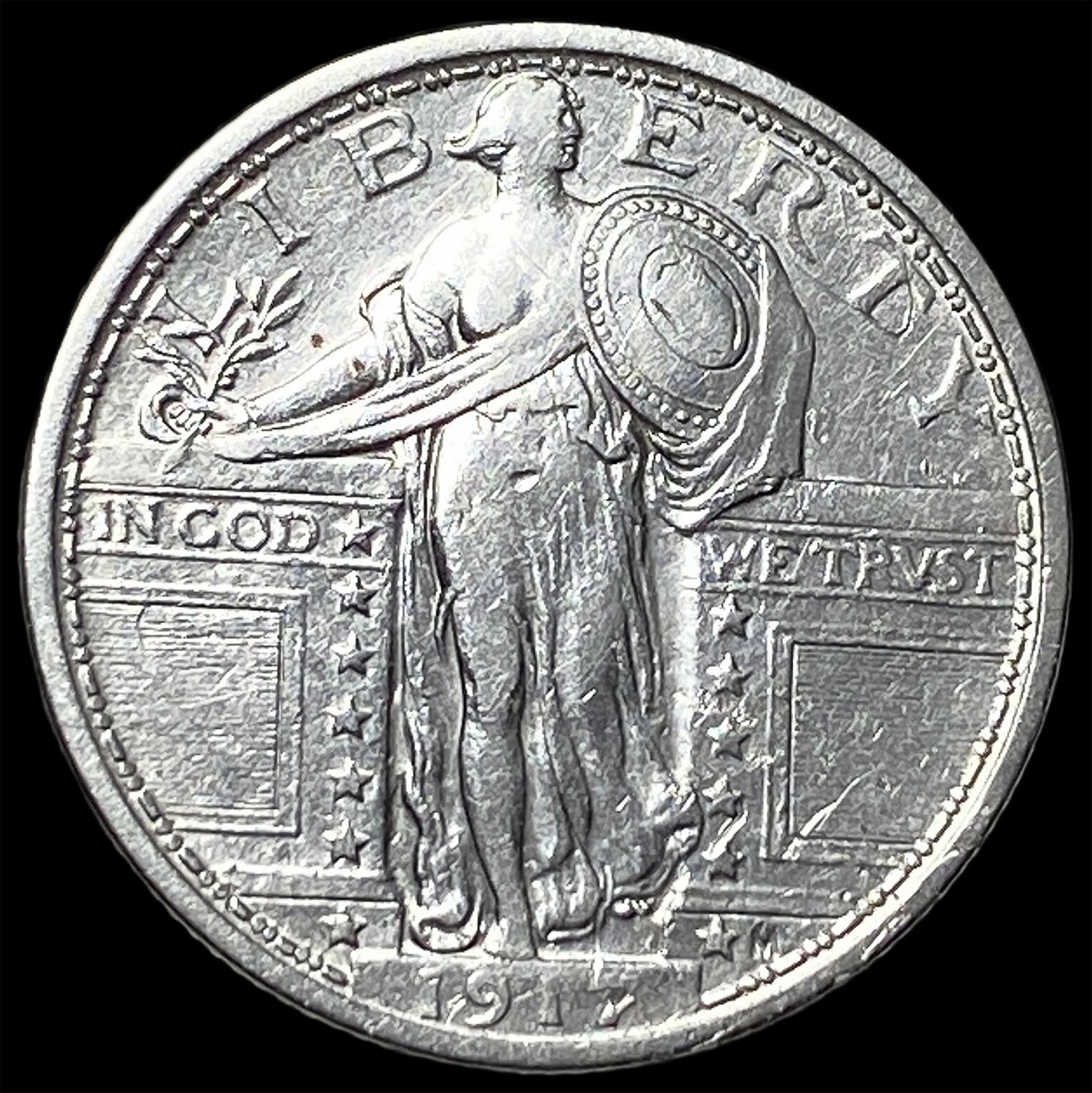 1917 Type 1 Standing Liberty Quarter NEARLY UNCIRCULATED: 1917 Type 1 Standing Liberty Quarter NEARLY UNCIRCULATED