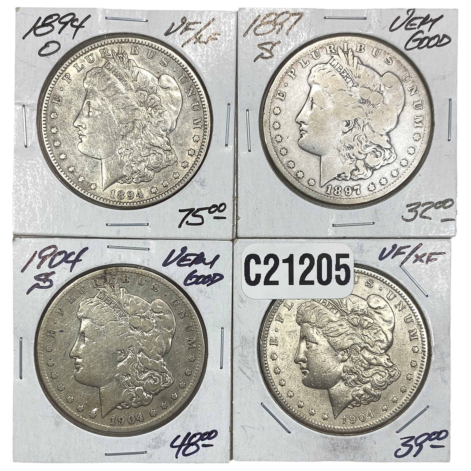 [4 Coins] 1894-1904 Morgan Silver Dollar: [4 Coins] 1894-1904 Morgan Silver Dollar