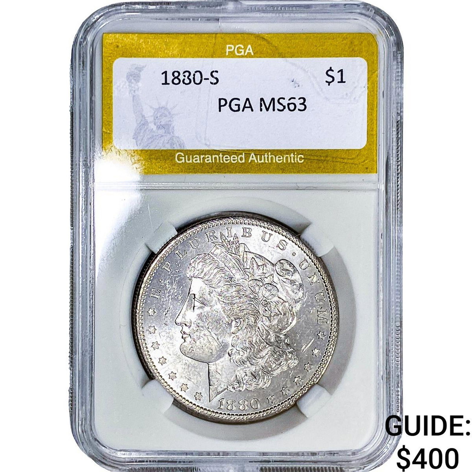 1880-S Morgan Silver Dollar PGA MS63: 1880-S Morgan Silver Dollar PGA MS63