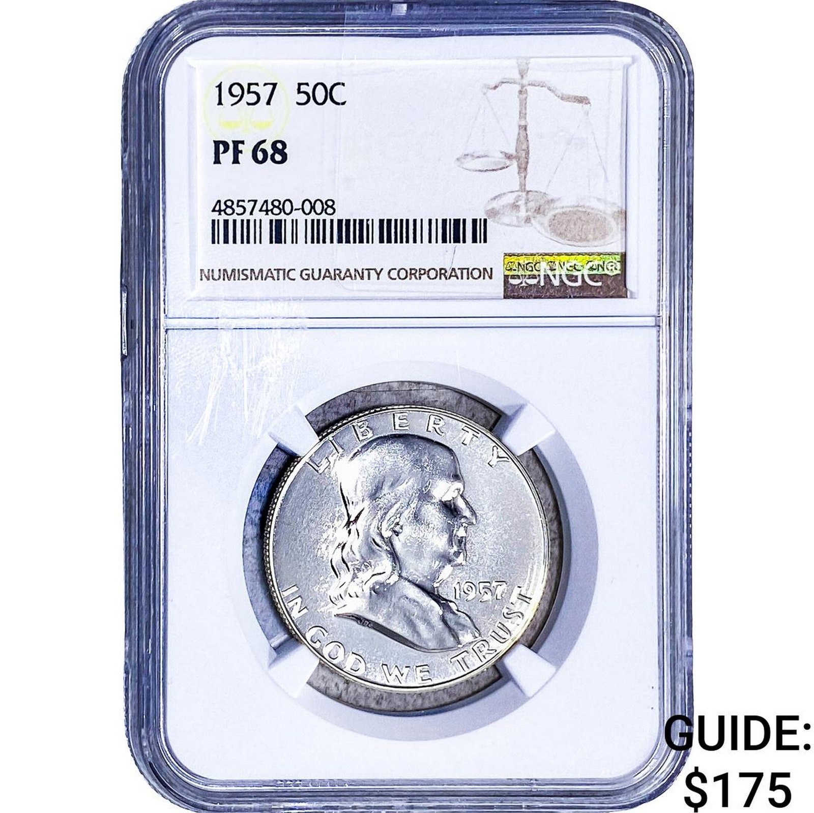 1957 Franklin Half Dollar NGC PF68: 1957 Franklin Half Dollar NGC PF68