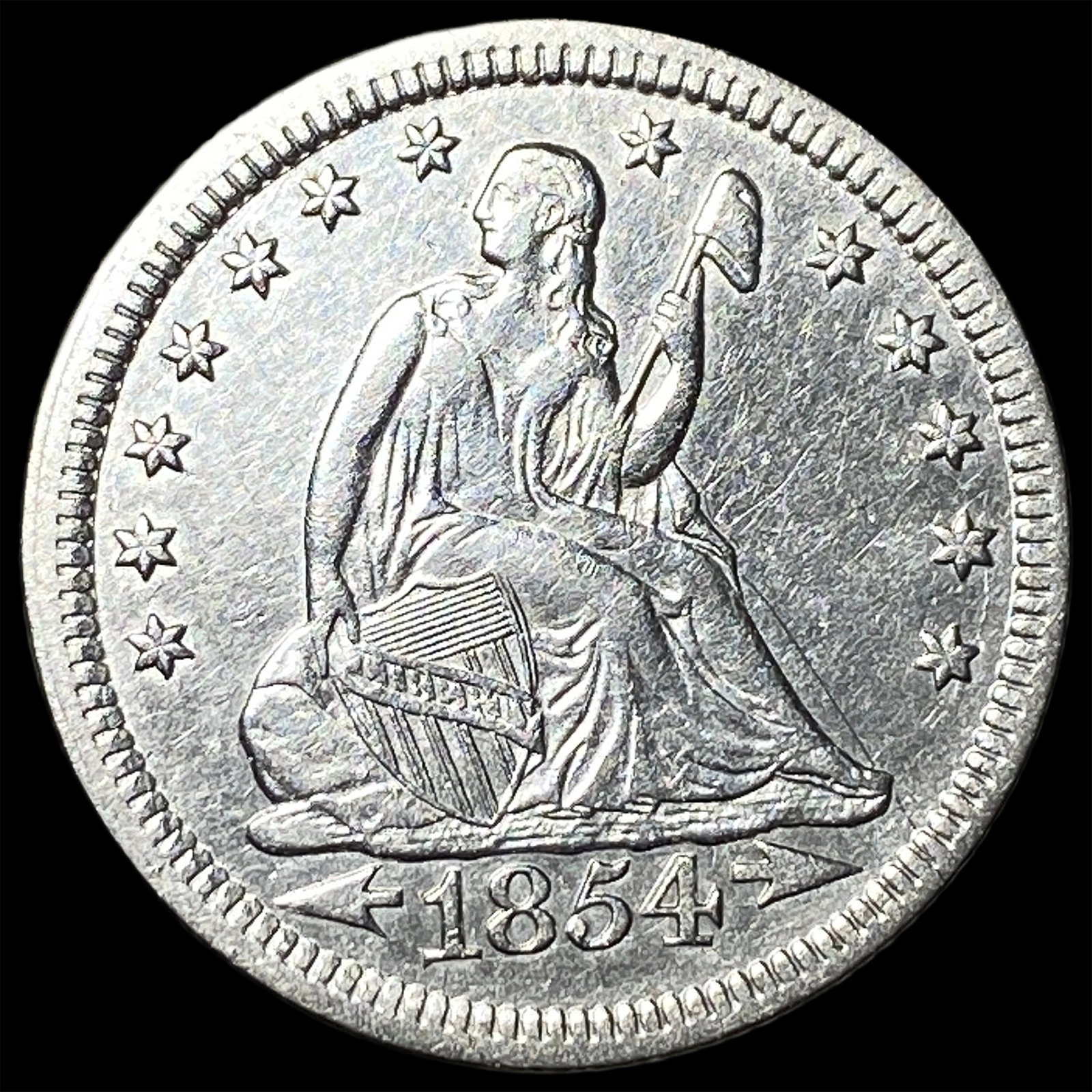 1854 Arrows Seated Liberty Quarter UNCIRCULATED (1 of 2)