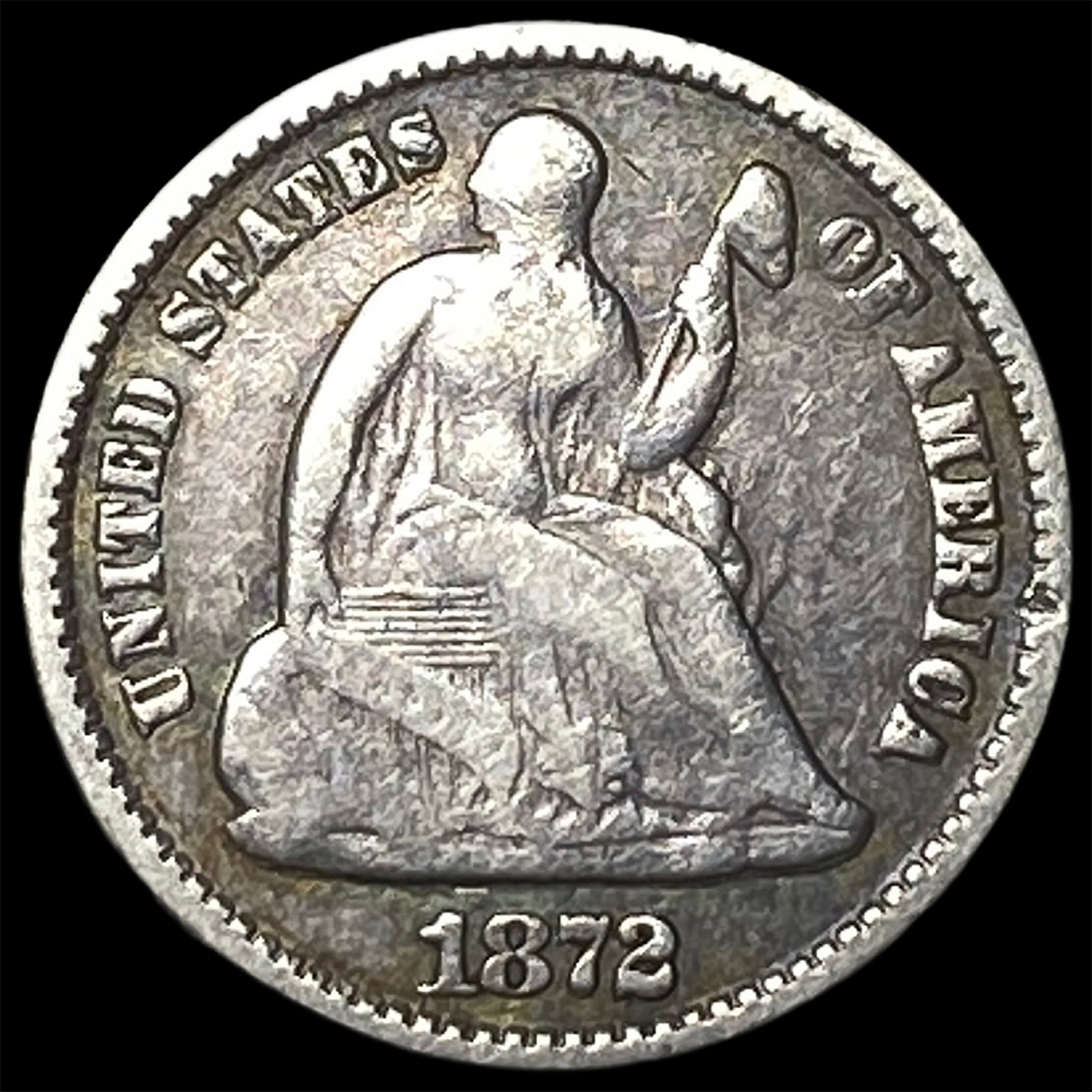 1872 Seated Liberty Half Dime LIGHTLY CIRCULATED: 1872 Seated Liberty Half Dime LIGHTLY CIRCULATED