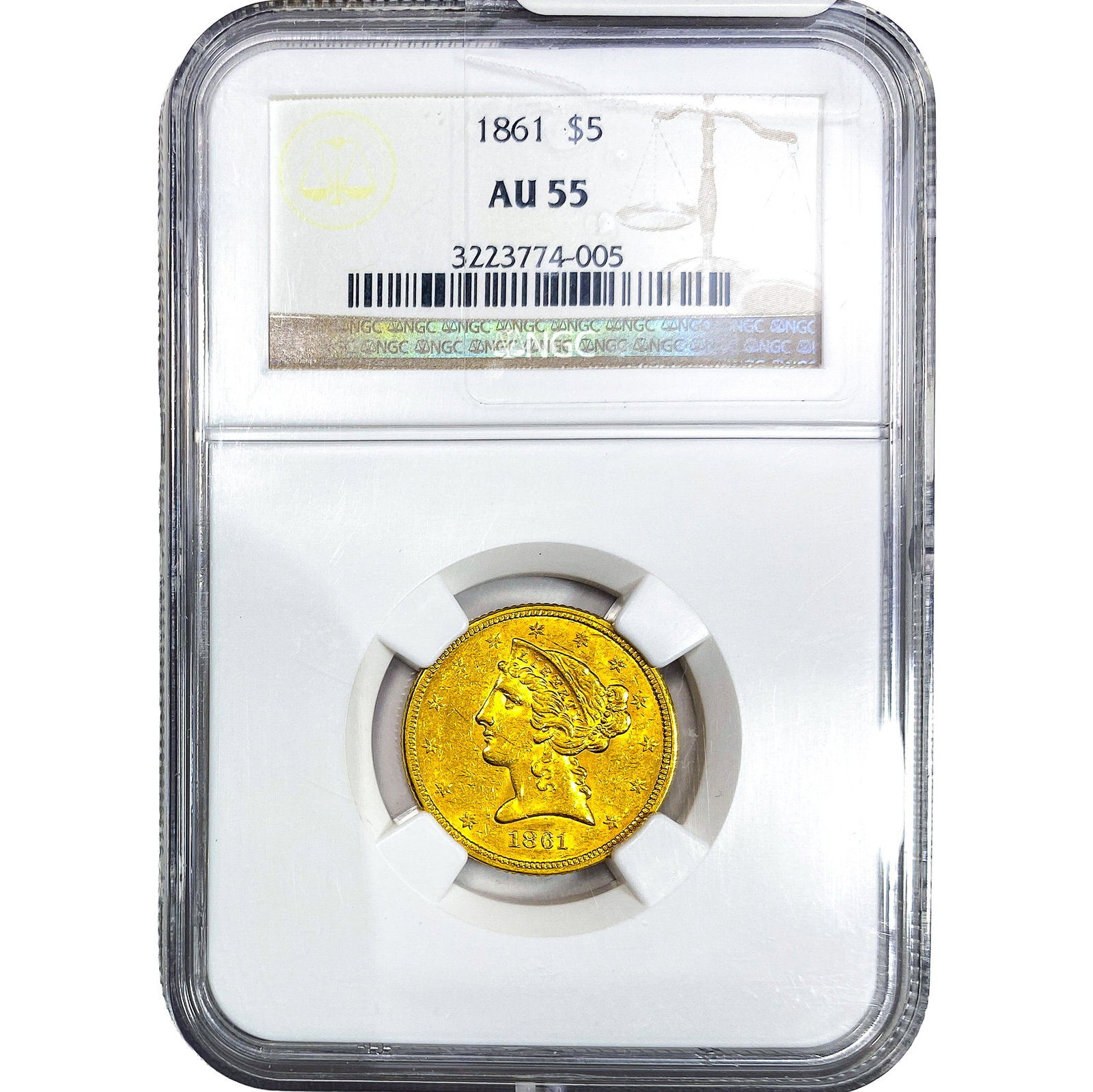 1891 $5 Gold Half Eagle NGC AU55: 1891 $5 Gold Half Eagle NGC AU55