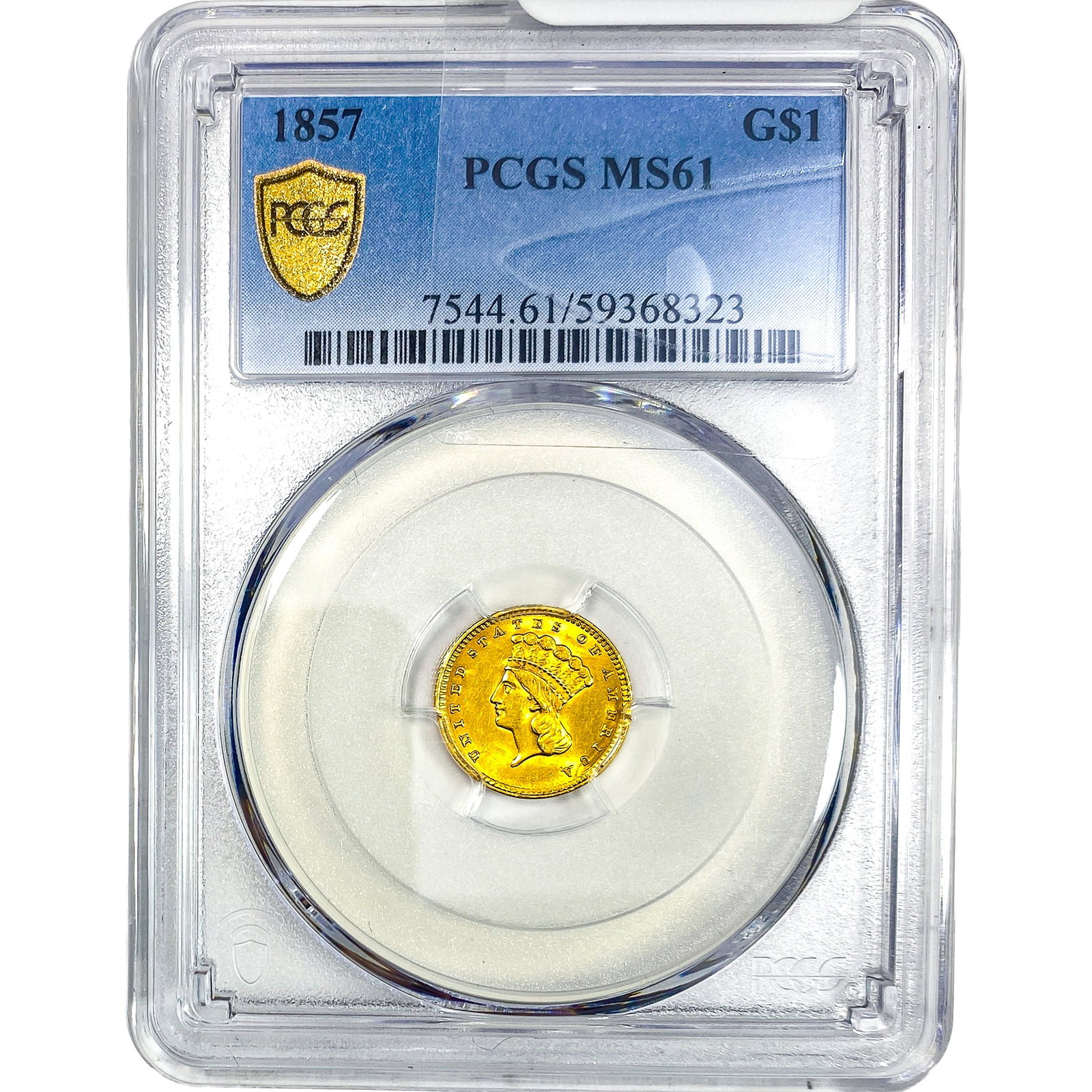 1857 Rare Gold Dollar PCGS MS61: 1857 Rare Gold Dollar PCGS MS61