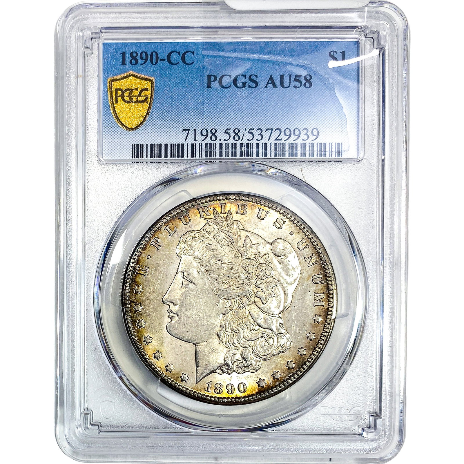 1890-CC Morgan Silver Dollar PCGS AU58: 1890-CC Morgan Silver Dollar PCGS AU58