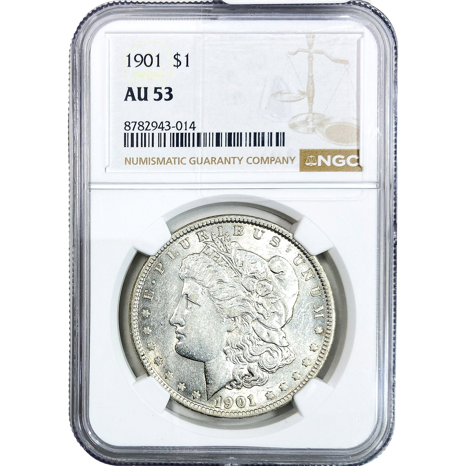 1901 Morgan Silver Dollar NGC AU53: 1901 Morgan Silver Dollar NGC AU53