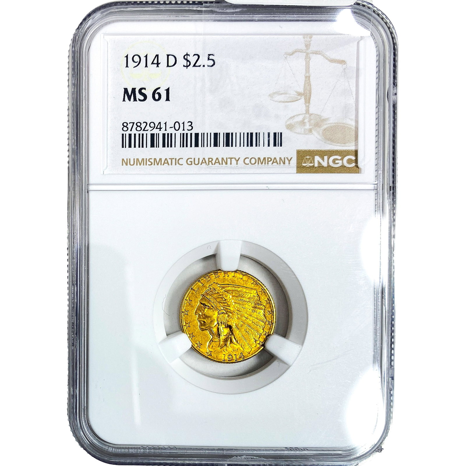 1914-D $2.50 Gold Quarter Eagle NGC MS61: 1914-D $2.50 Gold Quarter Eagle NGC MS61