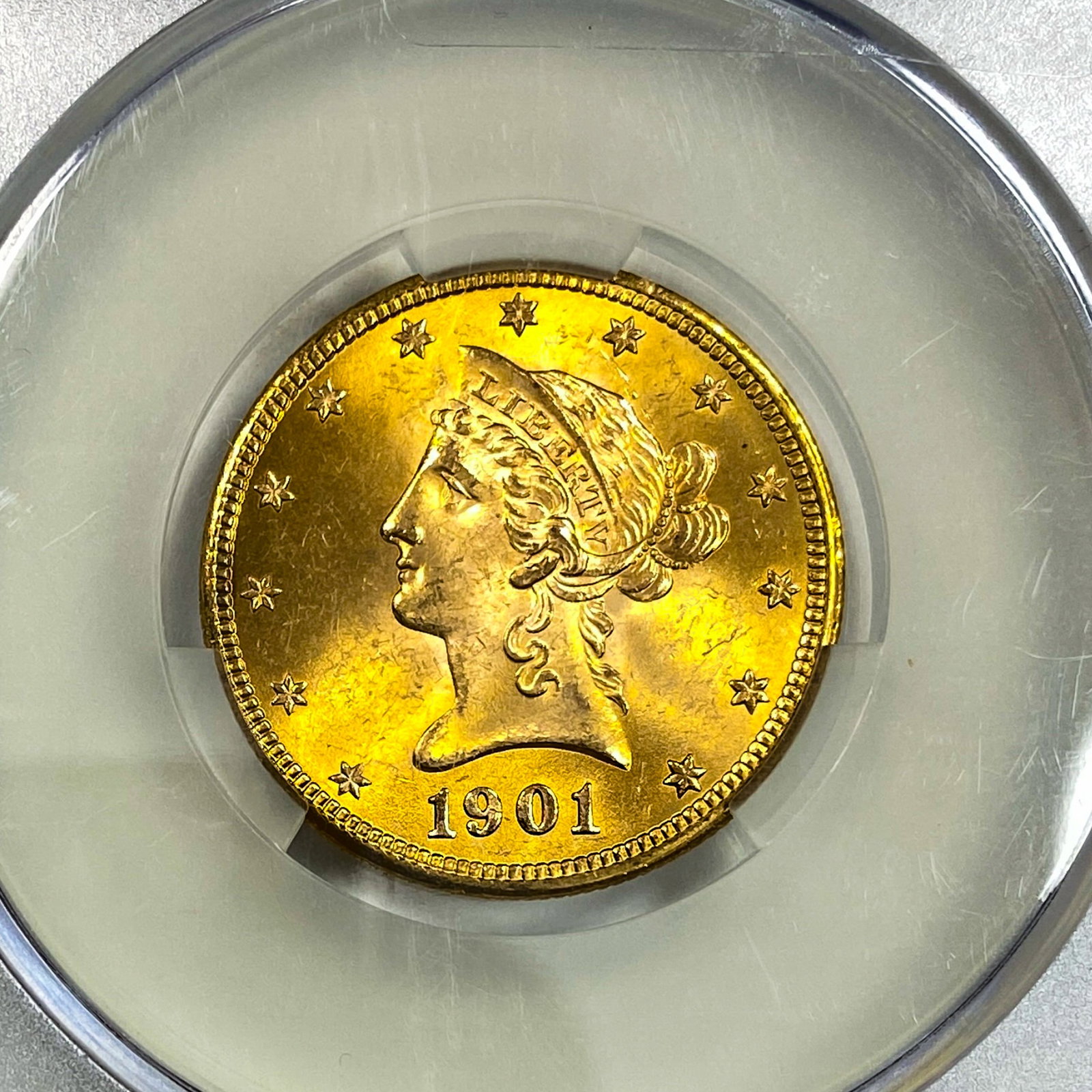 1901 $10 Gold Eagle CAC MS65 - 3