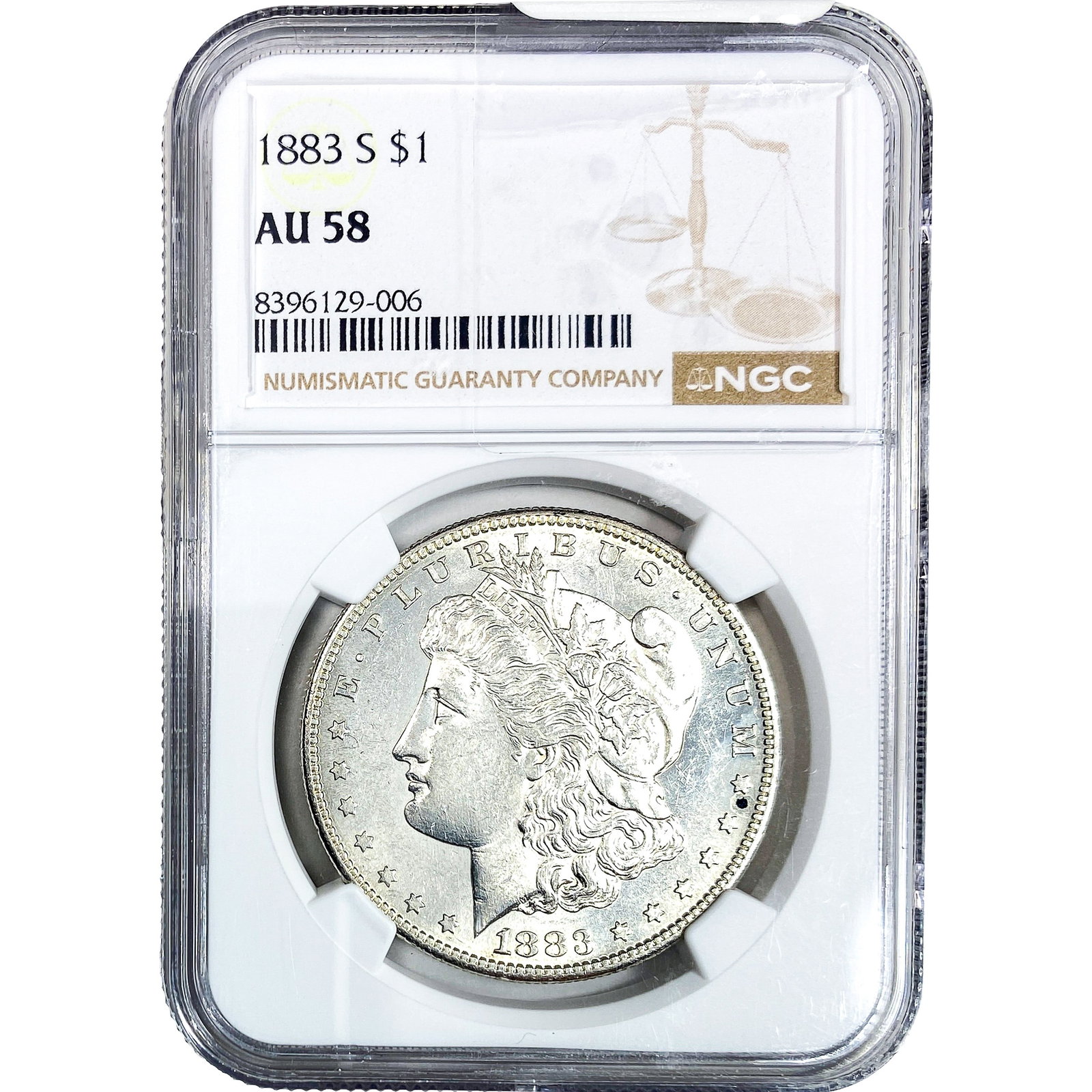 1883-S Morgan Silver Dollar NGC AU58: 1883-S Morgan Silver Dollar NGC AU58