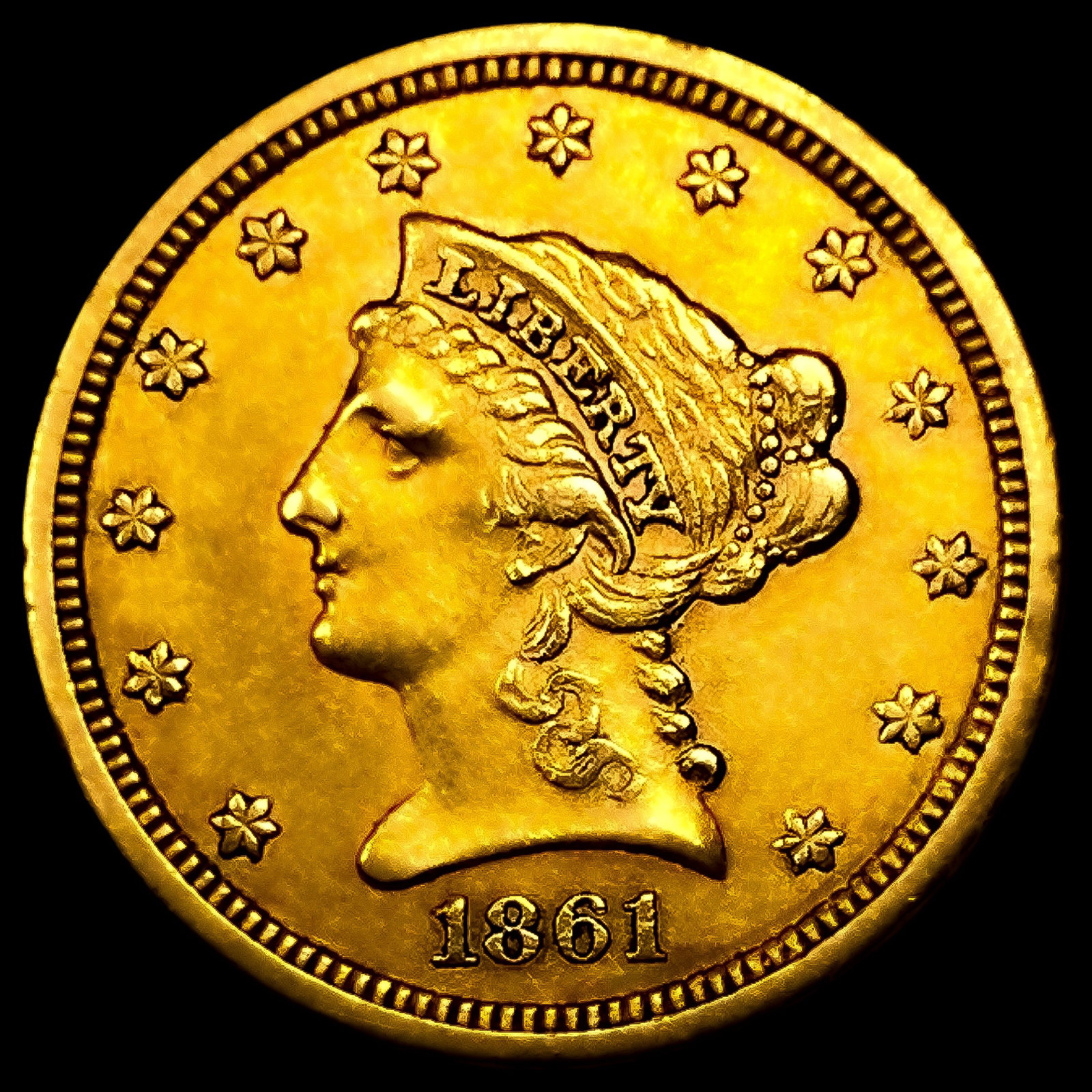 1861 Old Rev $2.50 Gold Quarter Eagle: 1861 Old Rev $2.50 Gold Quarter Eagle