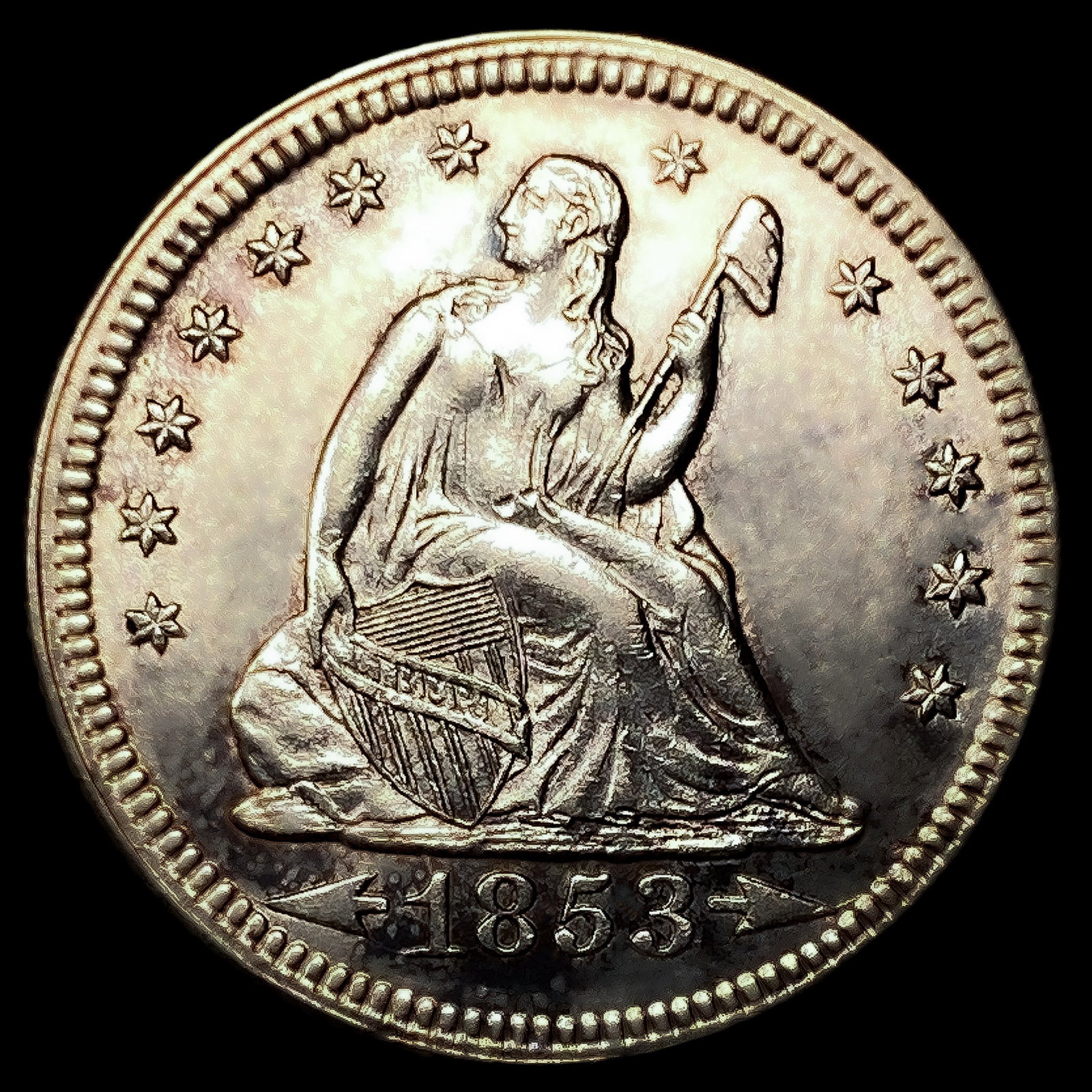 1853/4 Seated Liberty Quarter CHOICE BU+ (1 of 2)