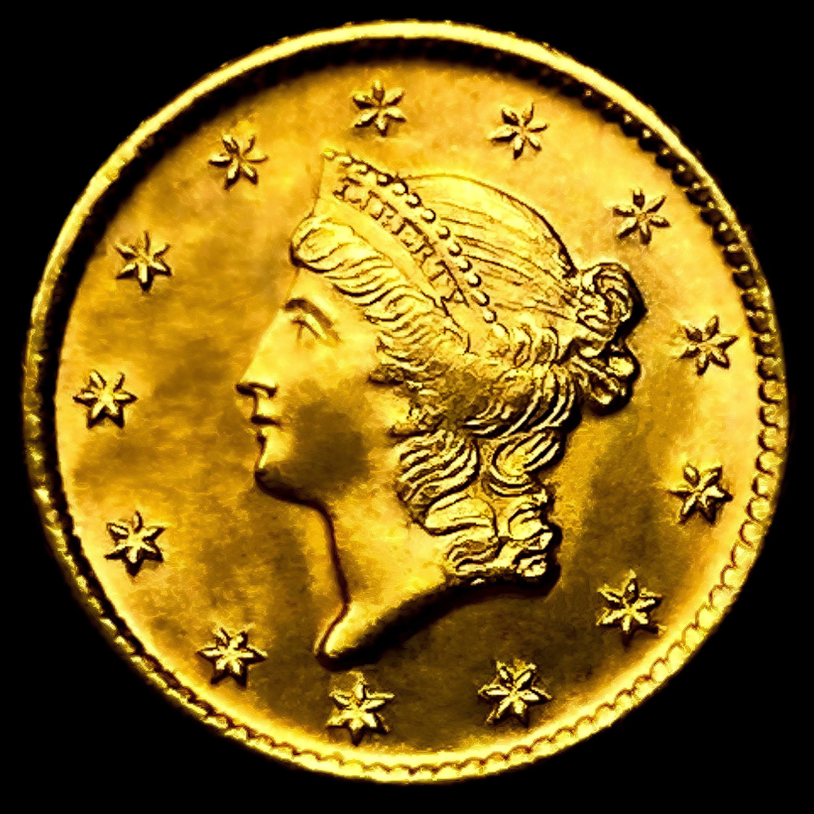 1849-O Rare Gold Dollar CHOICE BU+ (1 of 2)