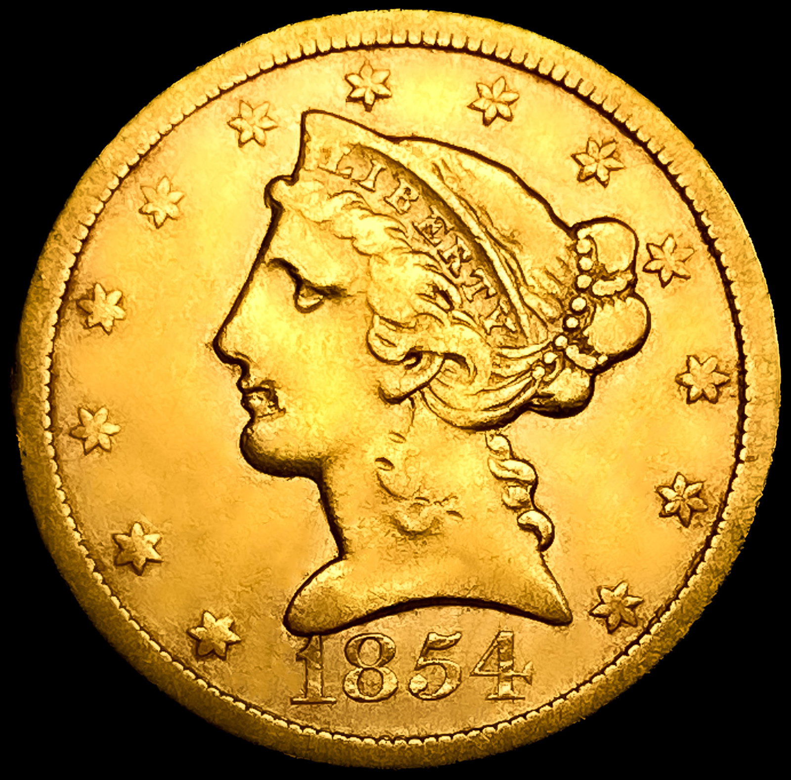 1854 $5 Gold Half Eagle: 1854 $5 Gold Half Eagle