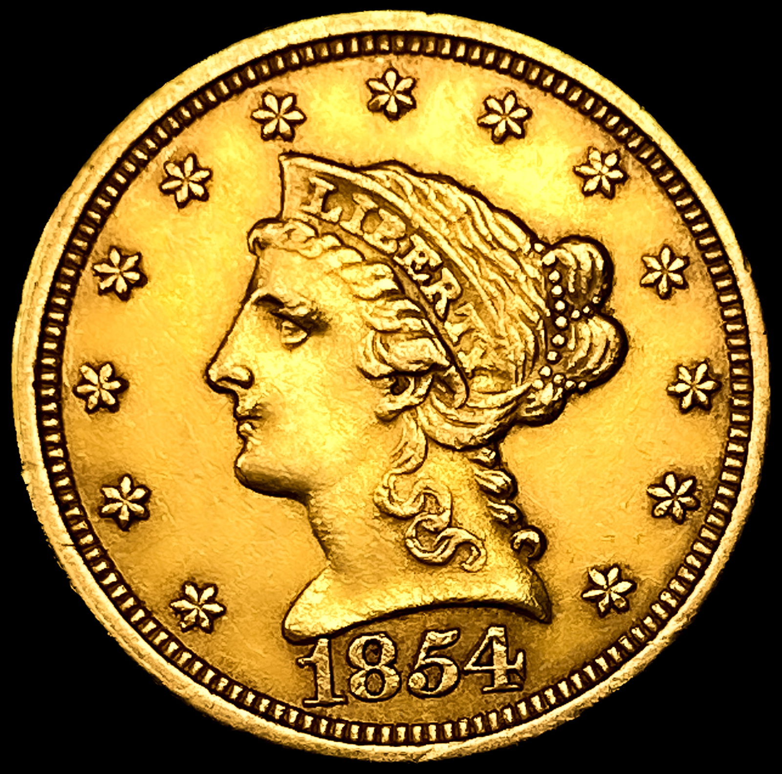 1854 $2.50 Gold Quarter Eagle: 1854 $2.50 Gold Quarter Eagle