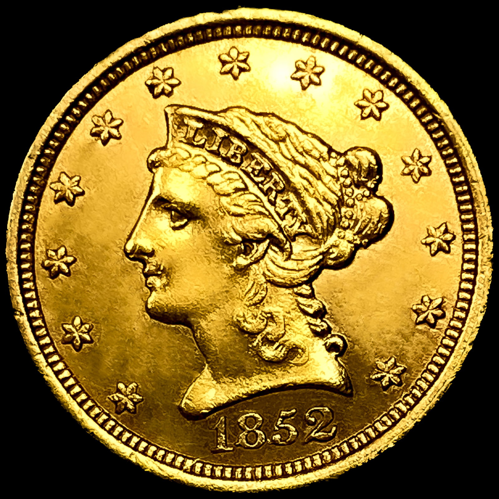 1852 $2.50 Gold Quarter Eagle UNCIRCULATED: 1852 $2.50 Gold Quarter Eagle UNCIRCULATED