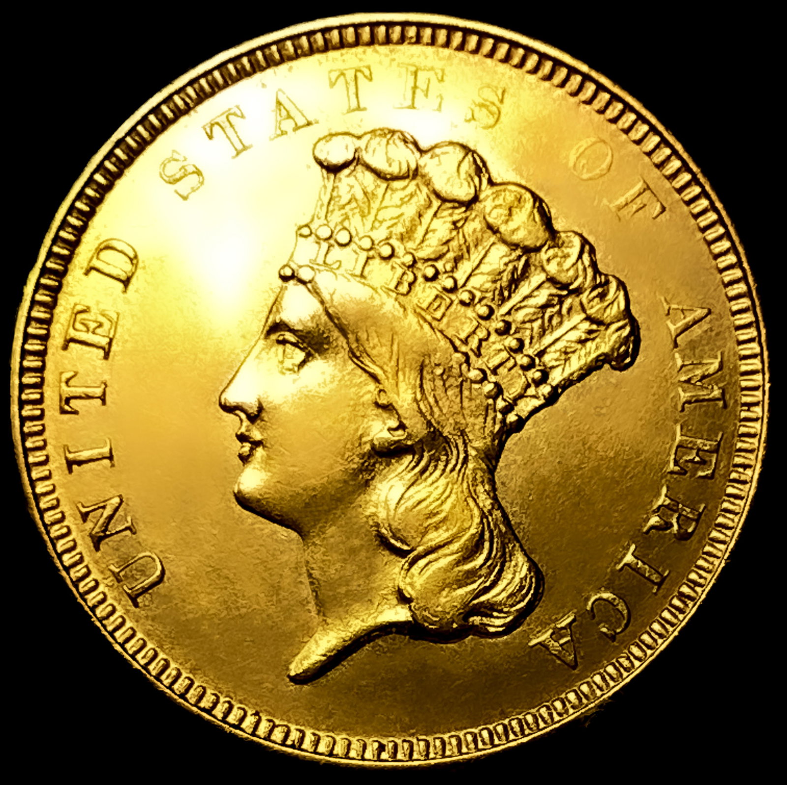 1854-O $3 Gold Piece CHOICE AU: 1854-O $3 Gold Piece CHOICE AU