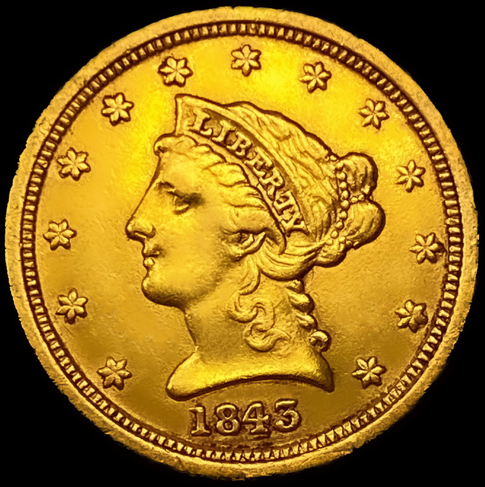1843-D $2.50 Gold Quarter Eagle: 1843-D $2.50 Gold Quarter Eagle