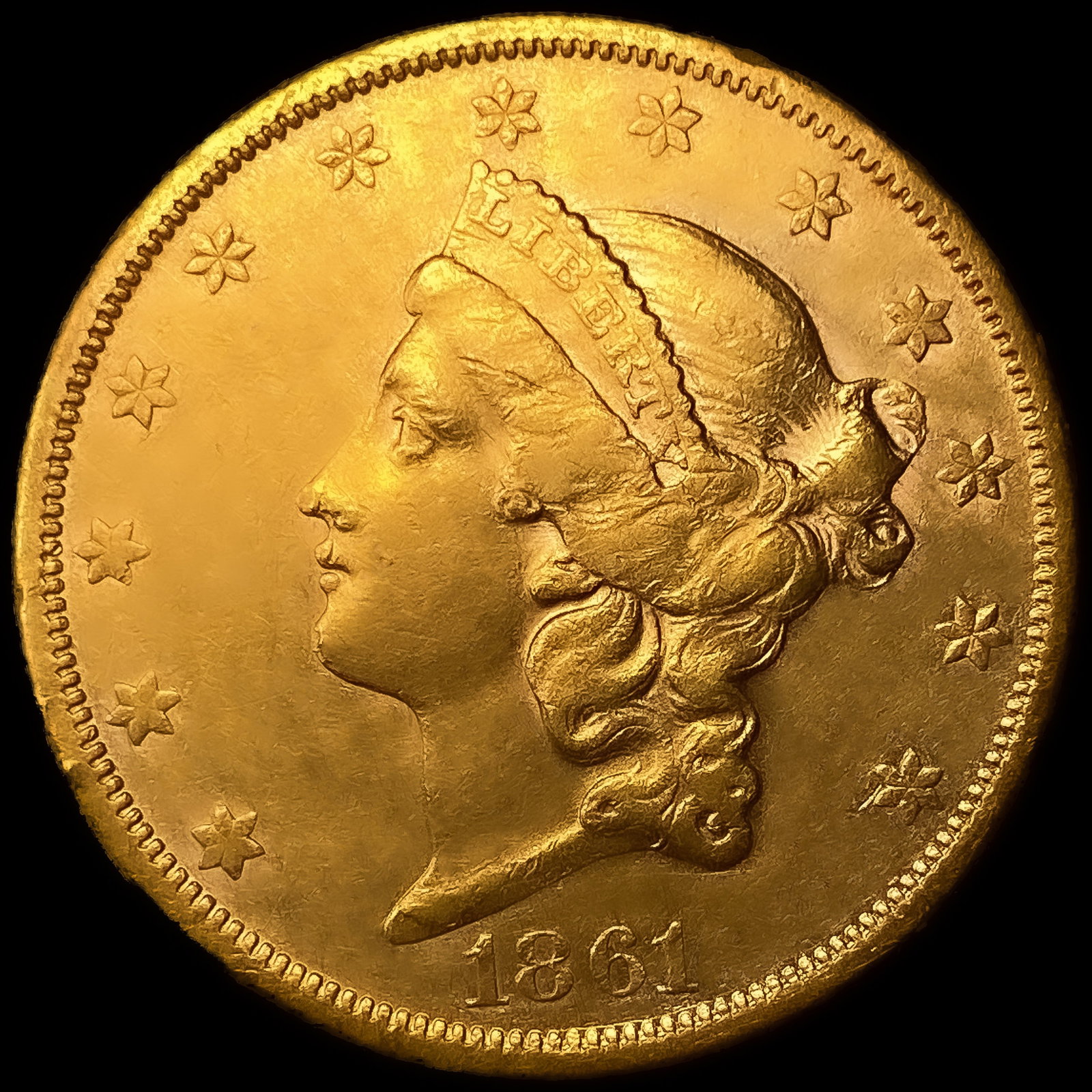 1861-S $20 Gold Double Eagle UNCIRCULATED: 1861-S $20 Gold Double Eagle UNCIRCULATED