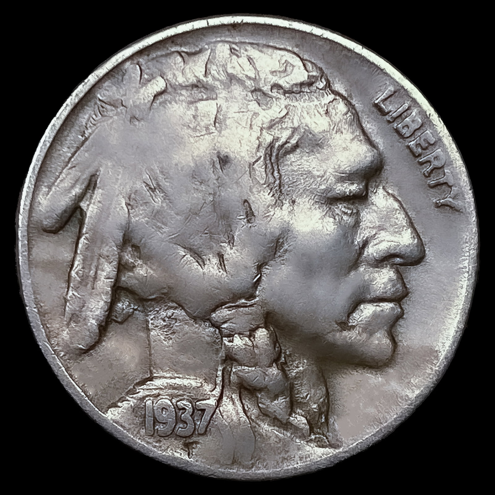 1937-D 3 Leg Buffalo Nickel (1 of 2)