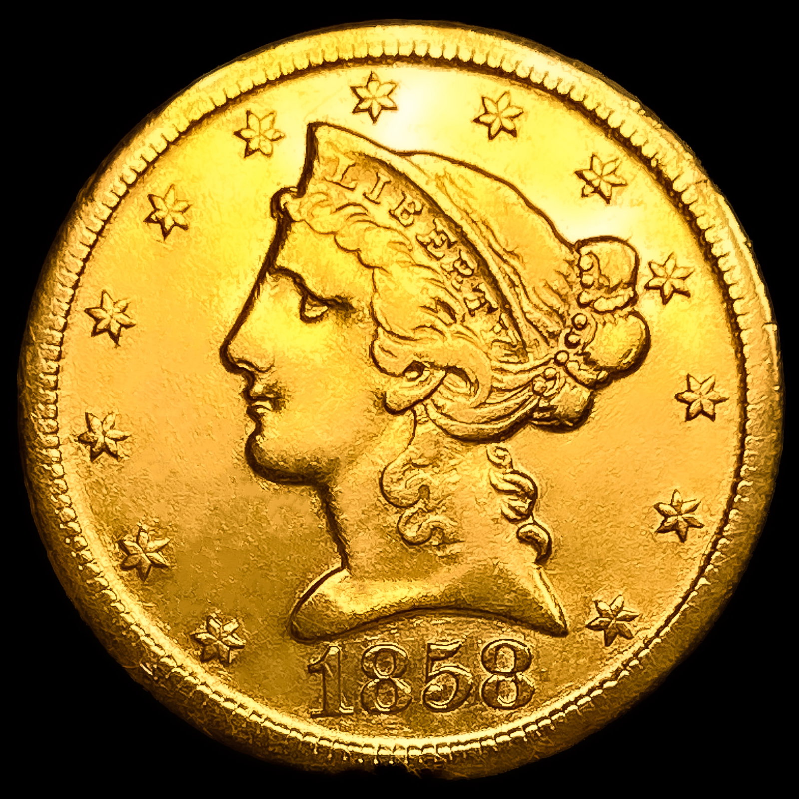 1853-D $5 Gold Half Eagle: 1853-D $5 Gold Half Eagle