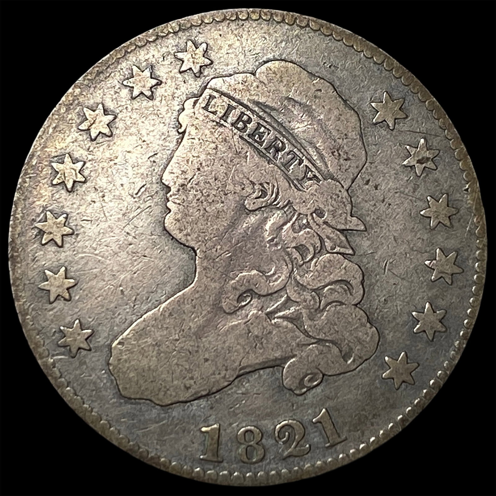 1821 Silver Capped Bust Quarter NICELY CIRCULATED (1 of 2)