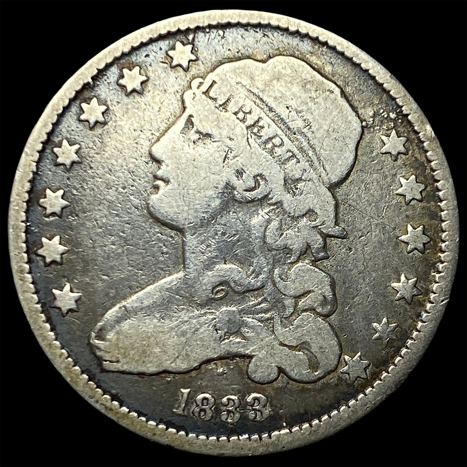 1833 Capped Bust Silver Quarter NICELY CIRCULATED: 1833 Capped Bust Silver Quarter NICELY CIRCULATED