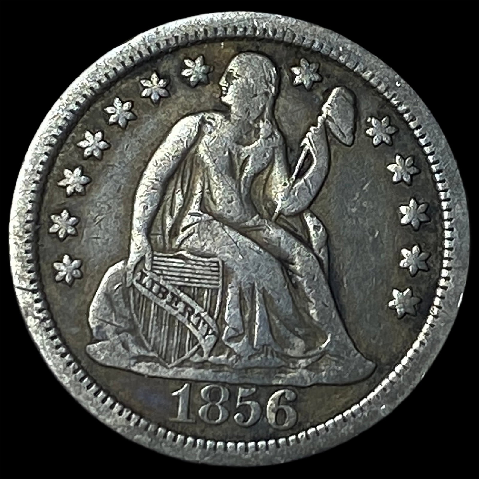 1856 Silver Seated Liberty Dime NEARLY UNCIRCULATED: 1856 Silver Seated Liberty Dime NEARLY UNCIRCULATED