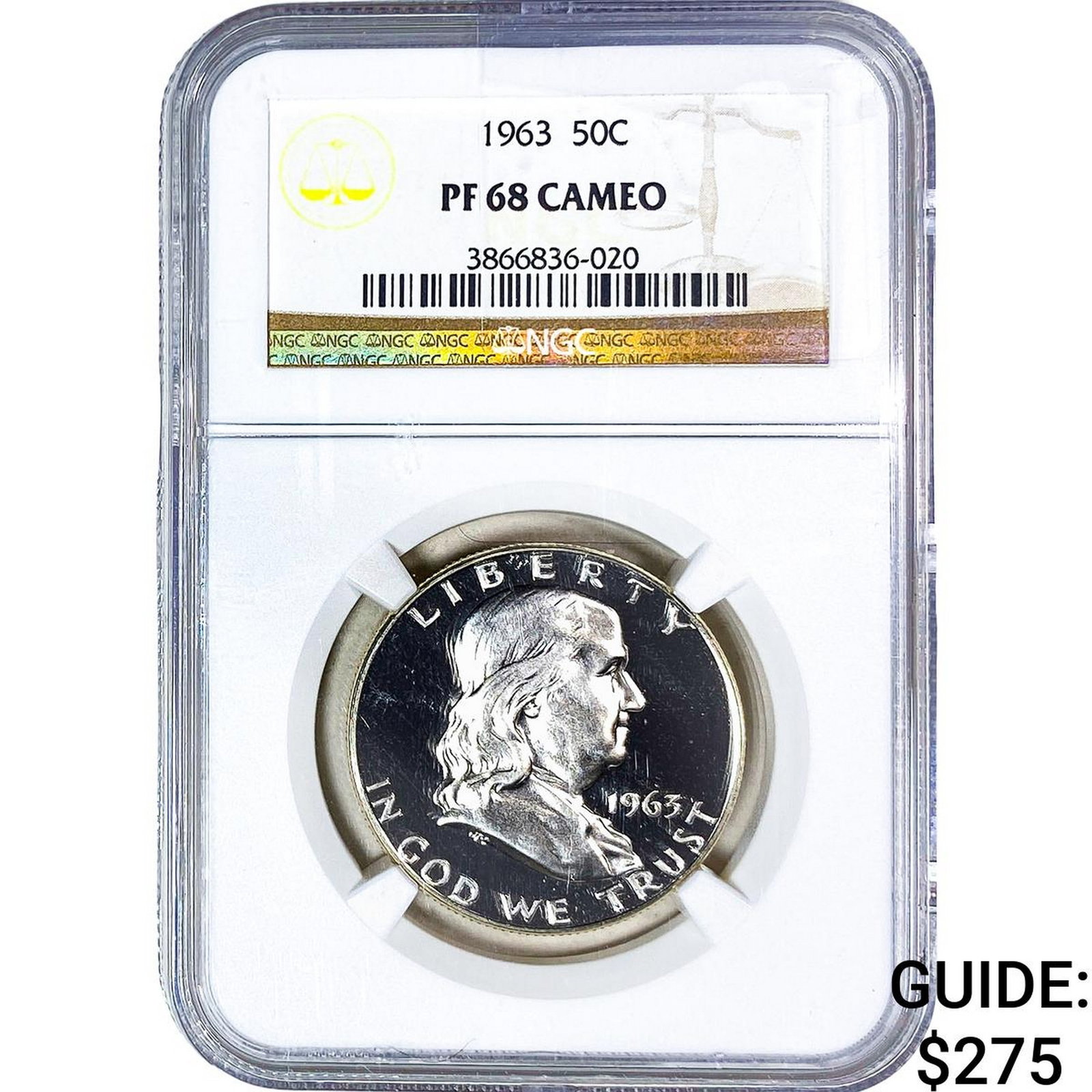 1963 Franklin Half Dollar NGC PF68 Cameo: 1963 Franklin Half Dollar NGC PF68 Cameo