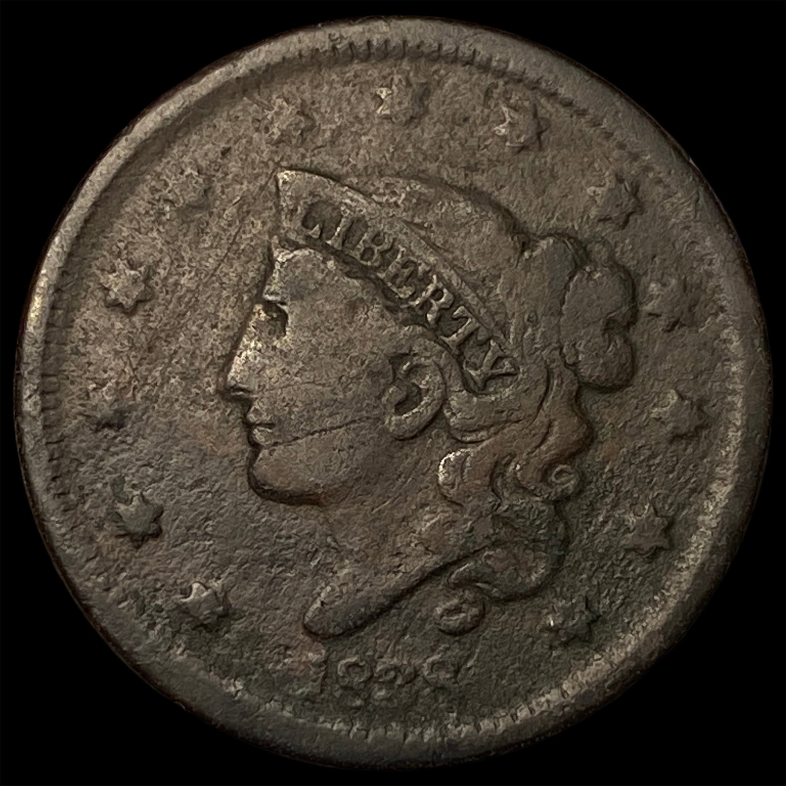 1838 Coronet Head Large Cent NICELY CIRCULATED: 1838 Coronet Head Large Cent NICELY CIRCULATED